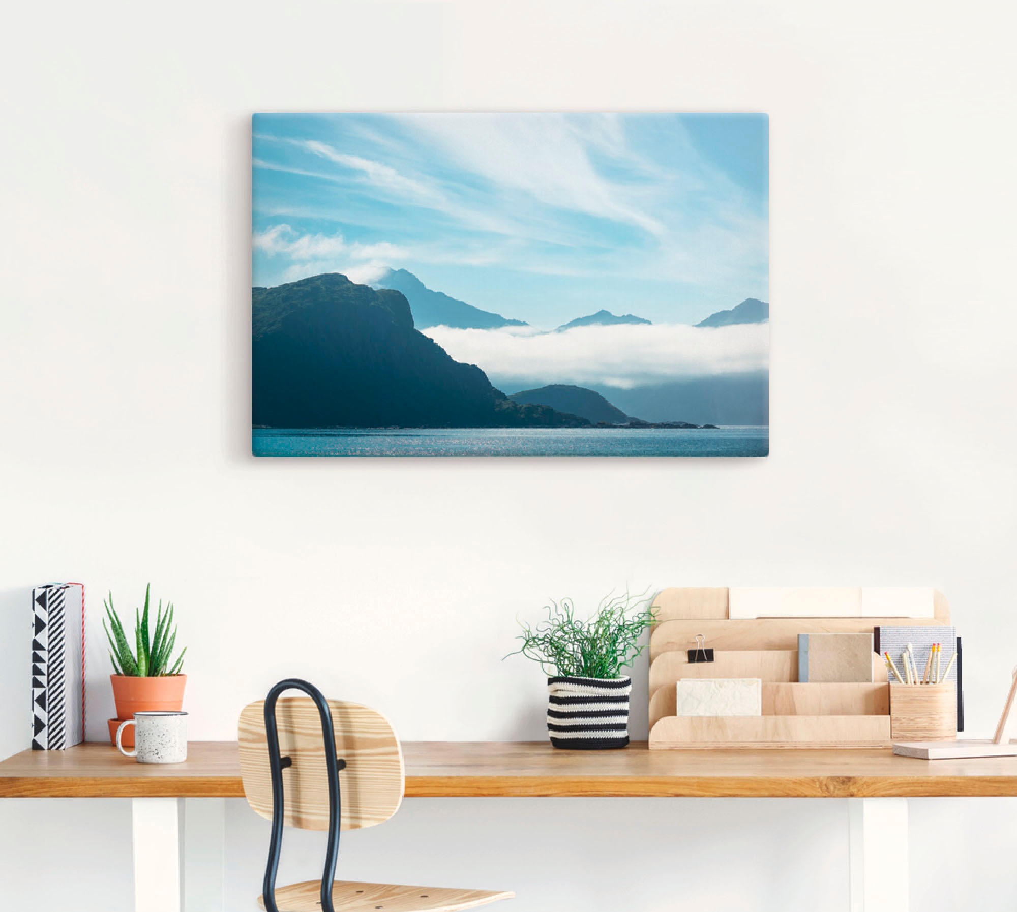 Artland Leinwandbild »Haukland Beach Lofoten«, Berge, (1 St.), auf Keilrahmen gespannt
