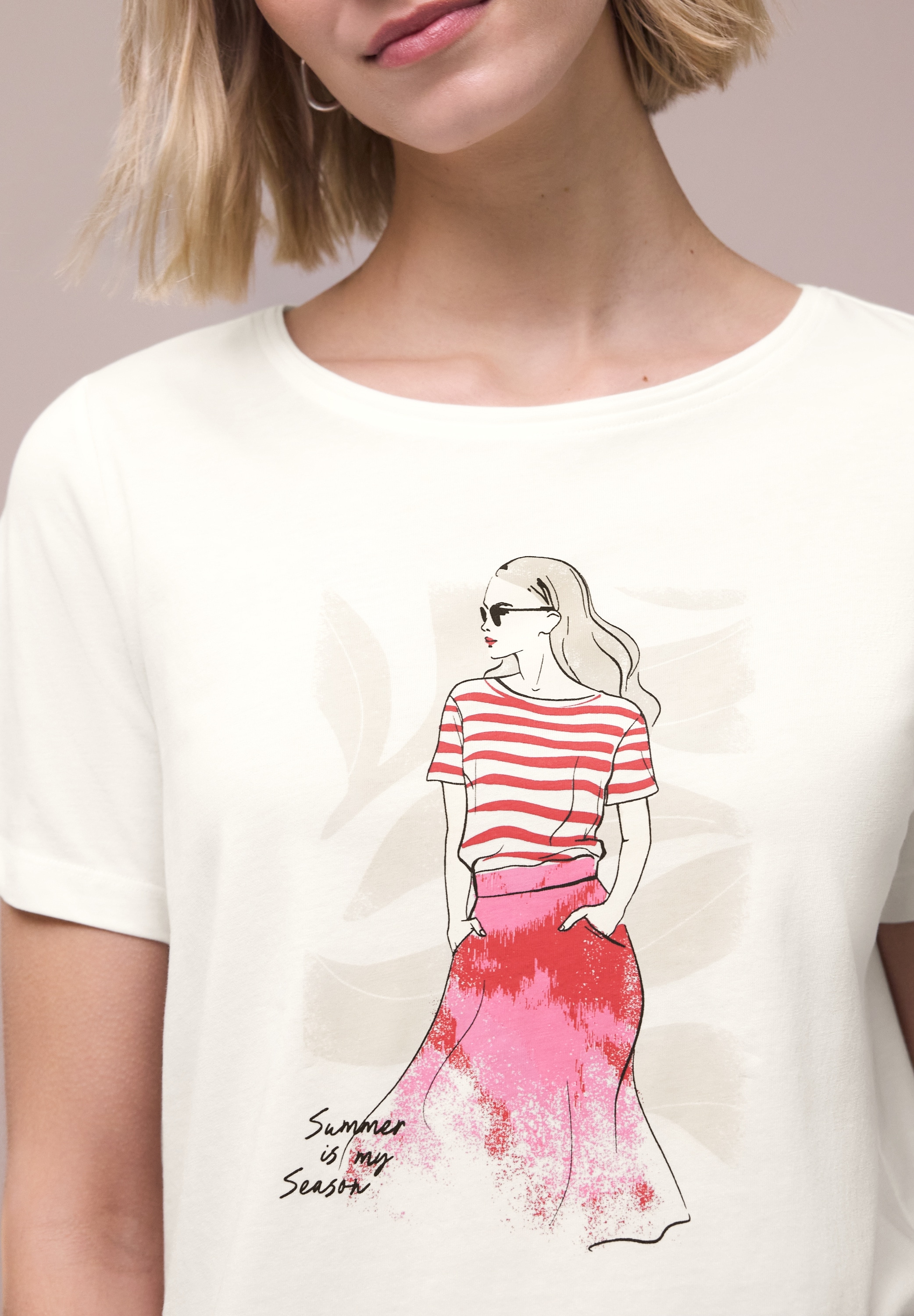 STREET ONE Kurzarmshirt Sommershirt mit modischer Frontprint