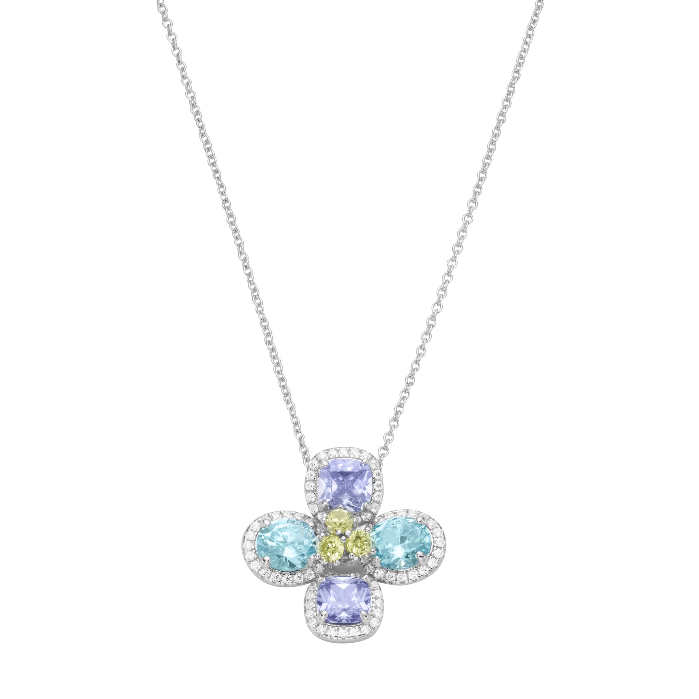 GIORGIO MARTELLO MILANO Kette mit Anhänger »Kette mit Anhänger Blüte mit bunten Zirkonia, Silber 925«