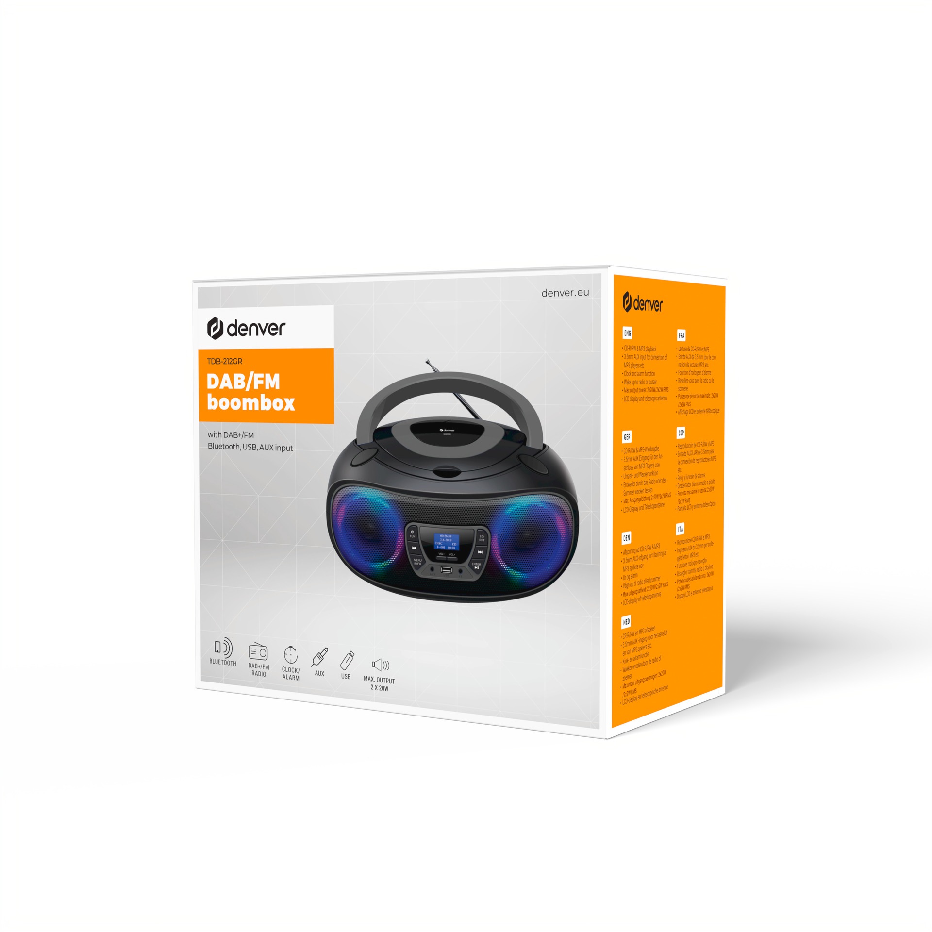 Denver Digitalradio (DAB+) »Denver DAB+ Boombox Mit DAB+/FM-Radio, Bluetooth-Funktion,pink«, (Bluetooth Digitalradio (DAB+)-FM-Tuner 1,80 W)