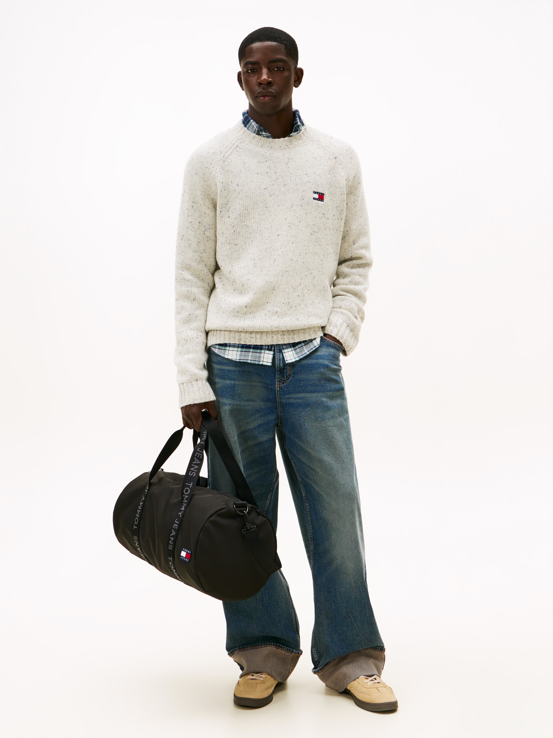 Tommy Jeans Rundhalspullover »TJM REGULAR BADGE« melierte Optik