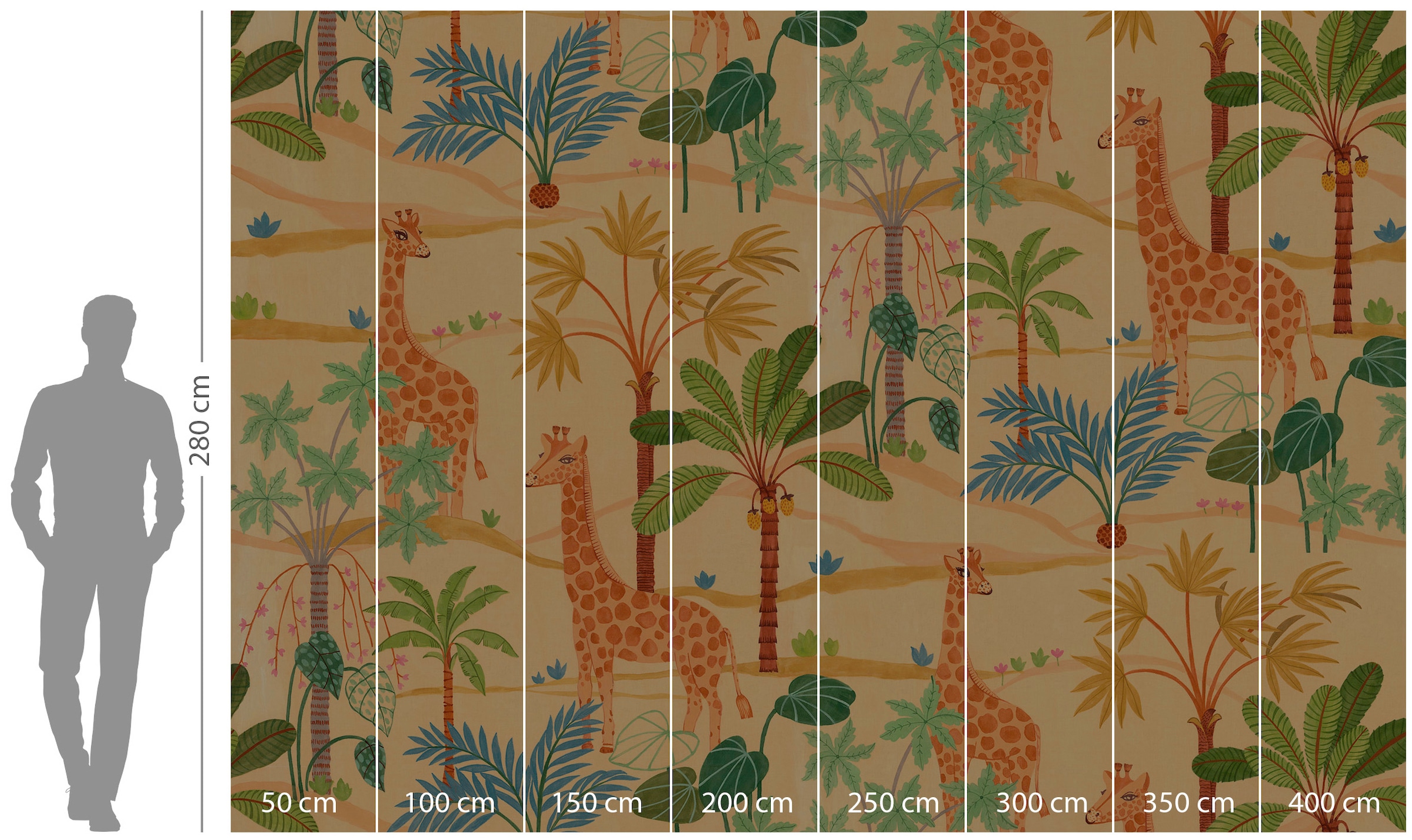 Komar Vliestapete »Digitaldruck Vlies - Giraffe Crew - Größe 400 x 280 cm«, bedruckt, Kinderzimmer