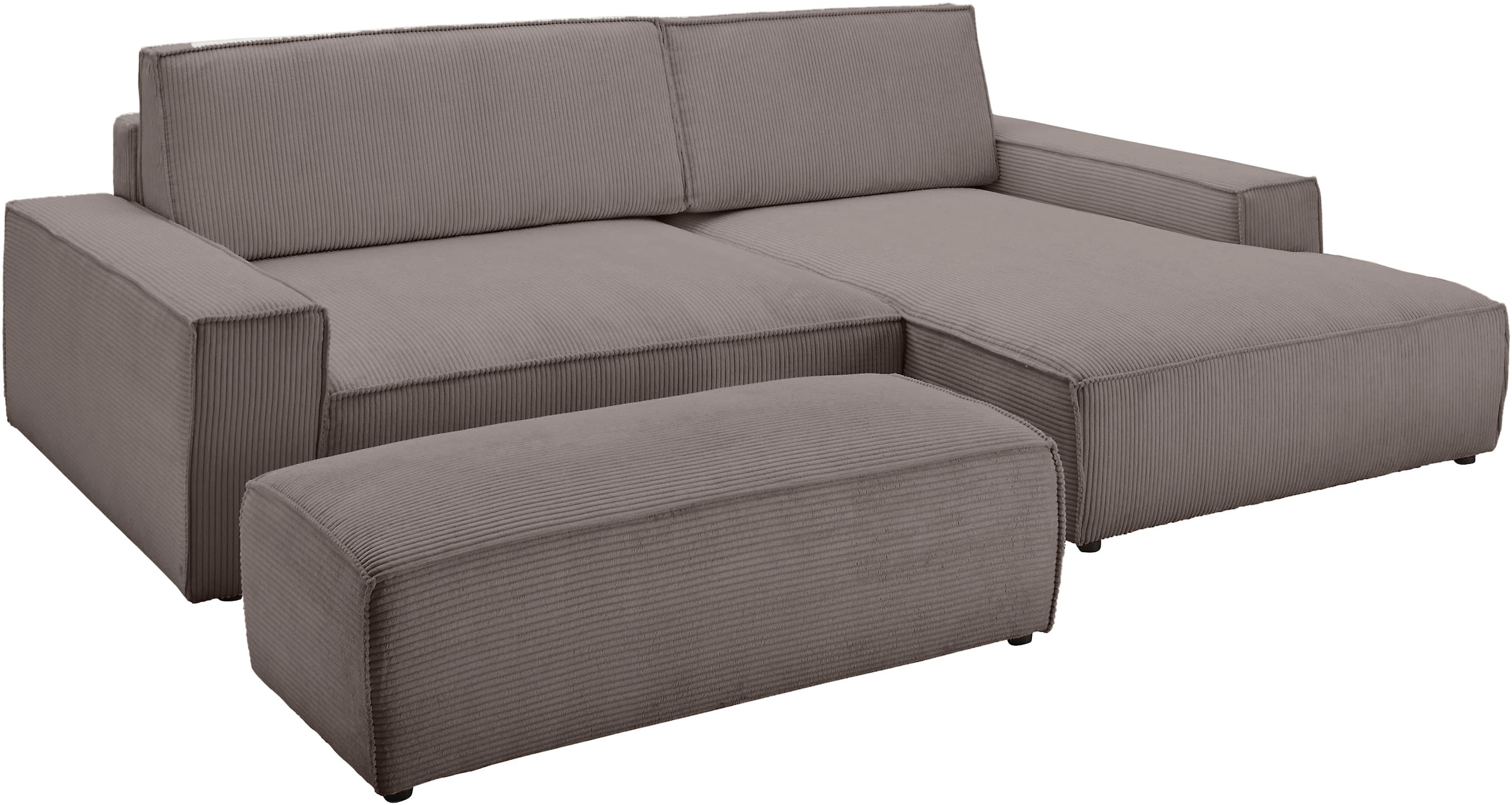Home affaire Polsterecke »NEU: SHERWOOD XXL tief, L-Form mit Schlaffunktion, Big-Sofa mit Hocker«, (Set, 2 St.), stellbar zum Schlafsofa (Krokodilverbinder), Cord, Leinenoptik