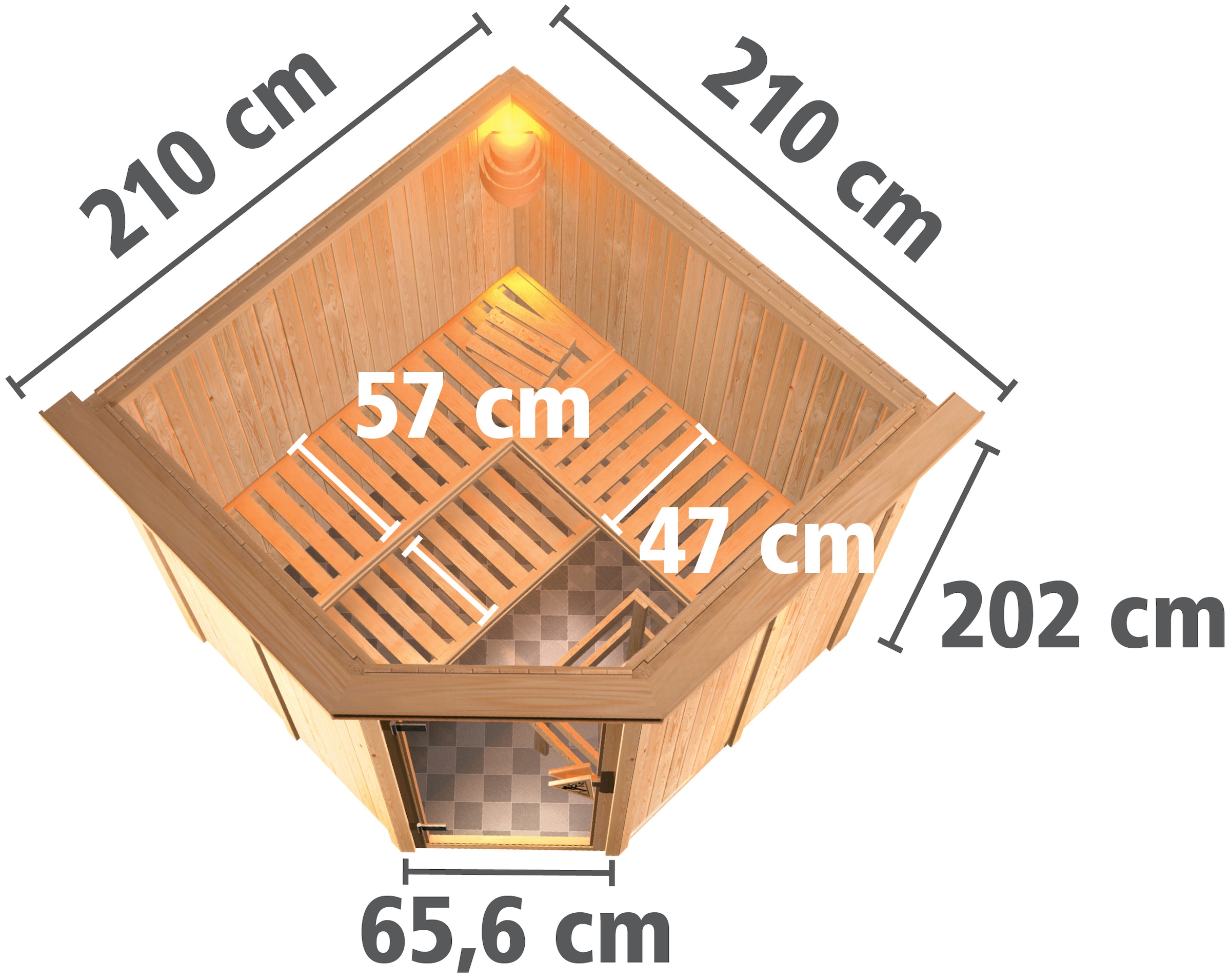 Karibu Sauna »Jarin« Set,  Ofen 9 KW externe Strg easy