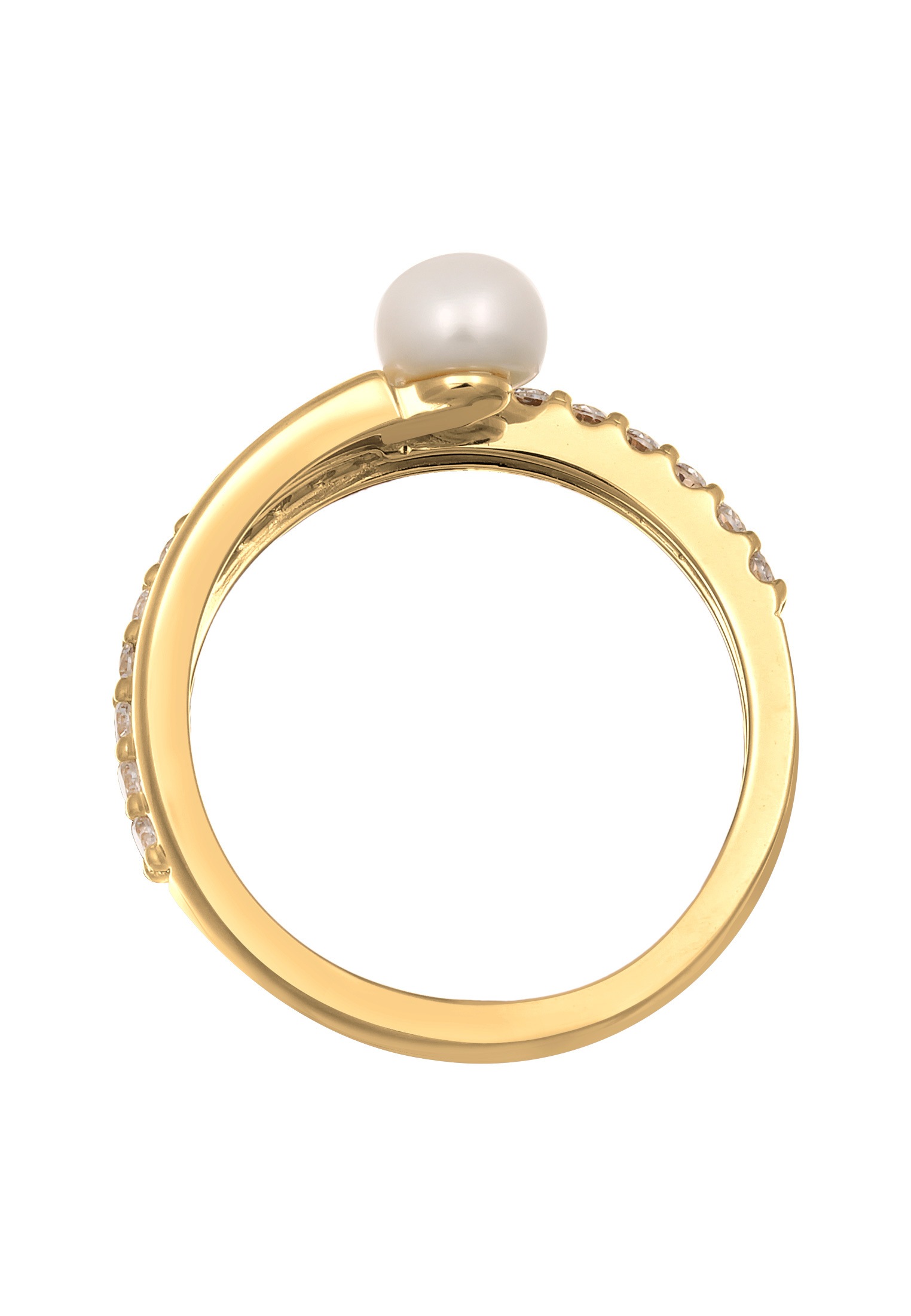 Elli Premium Perlenring »Ring Süßwasserperle Zirkonia 925 Silber«