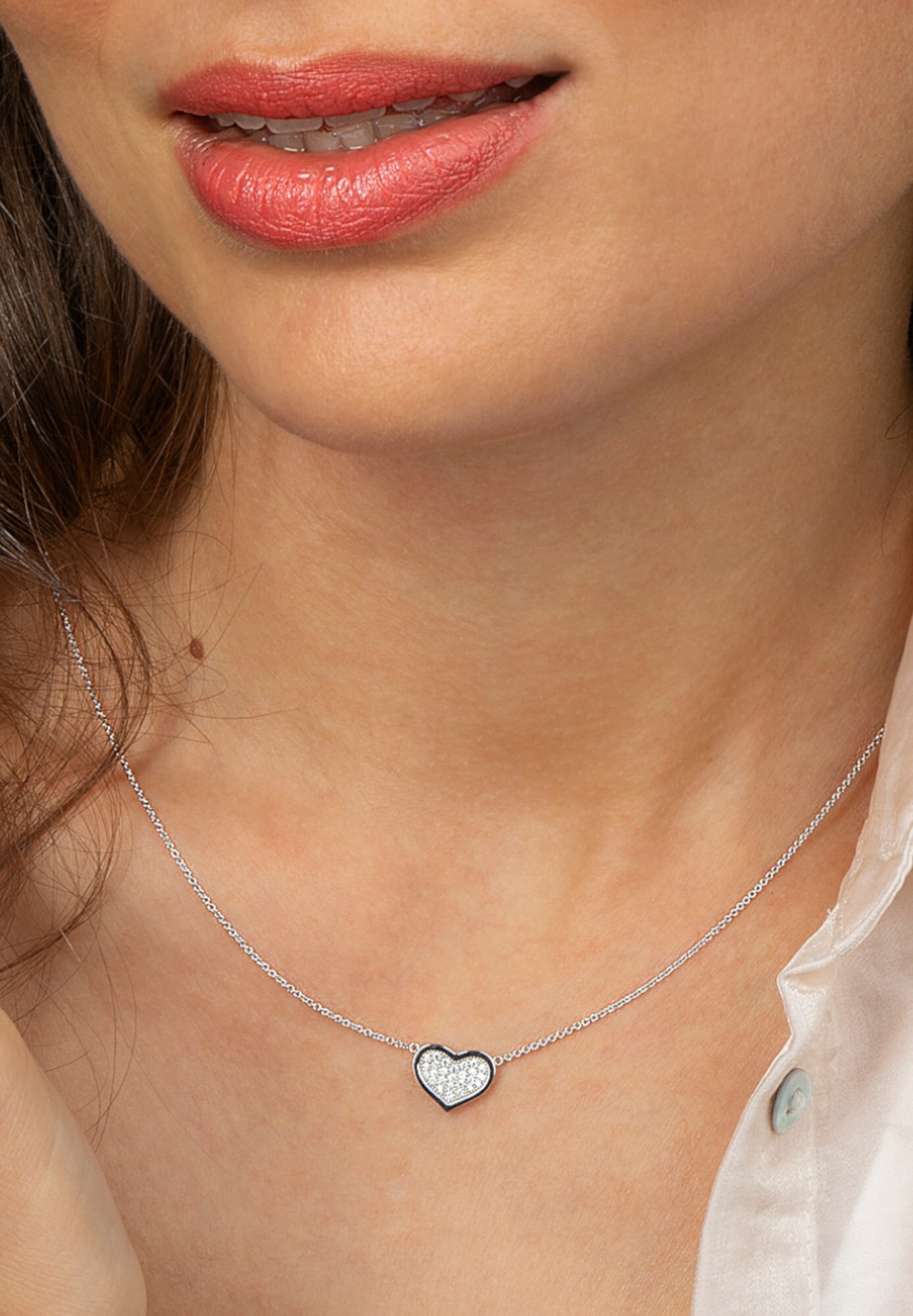 ONE ELEMENT Silberkette »Zirkonia Herz Halskette aus 925 Silber  45 cm«