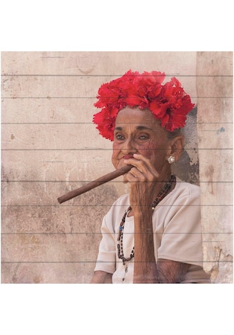 Home affaire Holzbild »Havanna Lady mit Kopfschmuck«, 40/40 cm kaufen