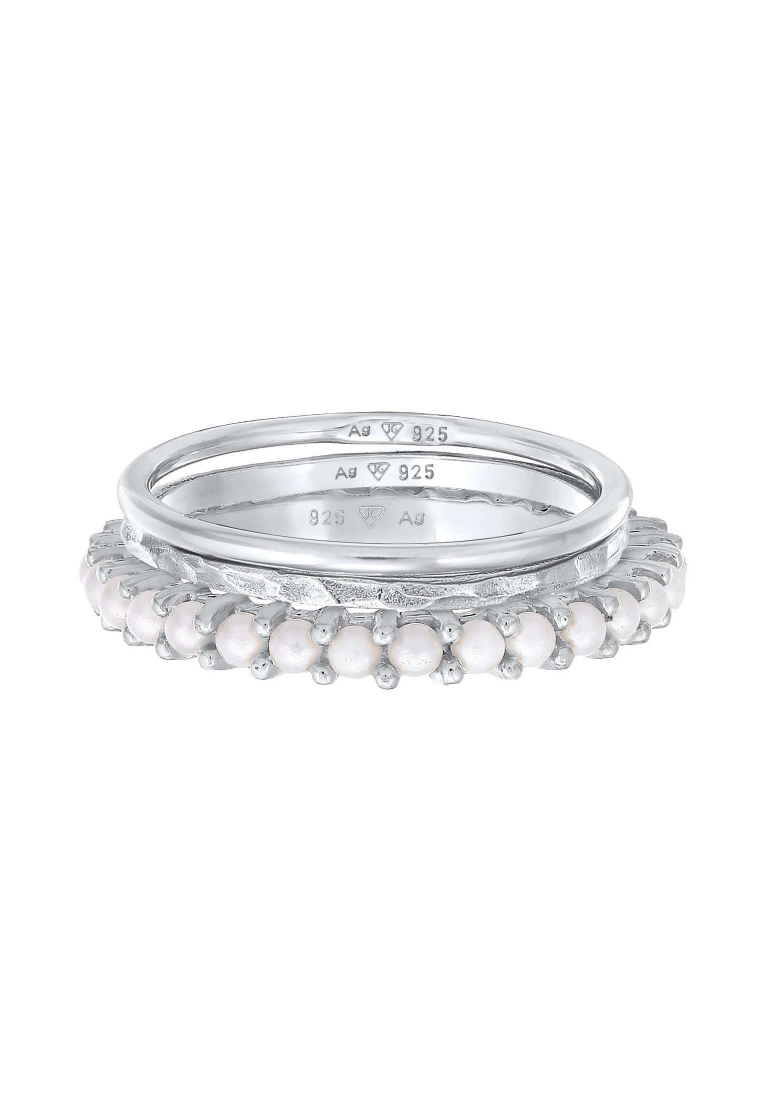 Elli Ring-Set »Ring Stapelring Perlen 3er Set 925 Silber«