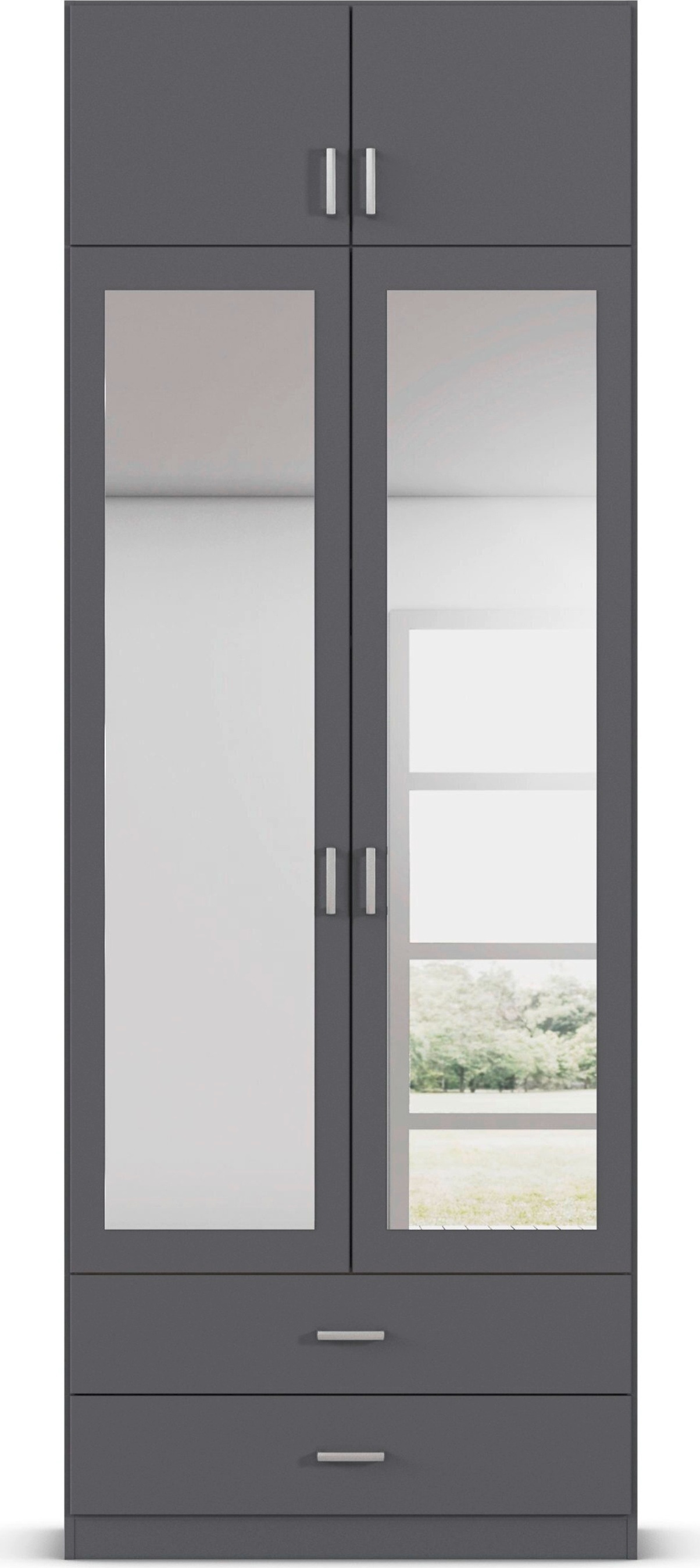 rauch Kleiderschrank »Schrank Garderobe Wäscheschrank GAMMA in 4 Breiten 91-226 cm« 3 verschiedene Ausstattungen BASIC/CLASSIC/PREMIUM (inkl. SOFT-CLOSE),  mit Schubladen und Schrankaufsatz sowie Spiegel MADE IN GERMANY