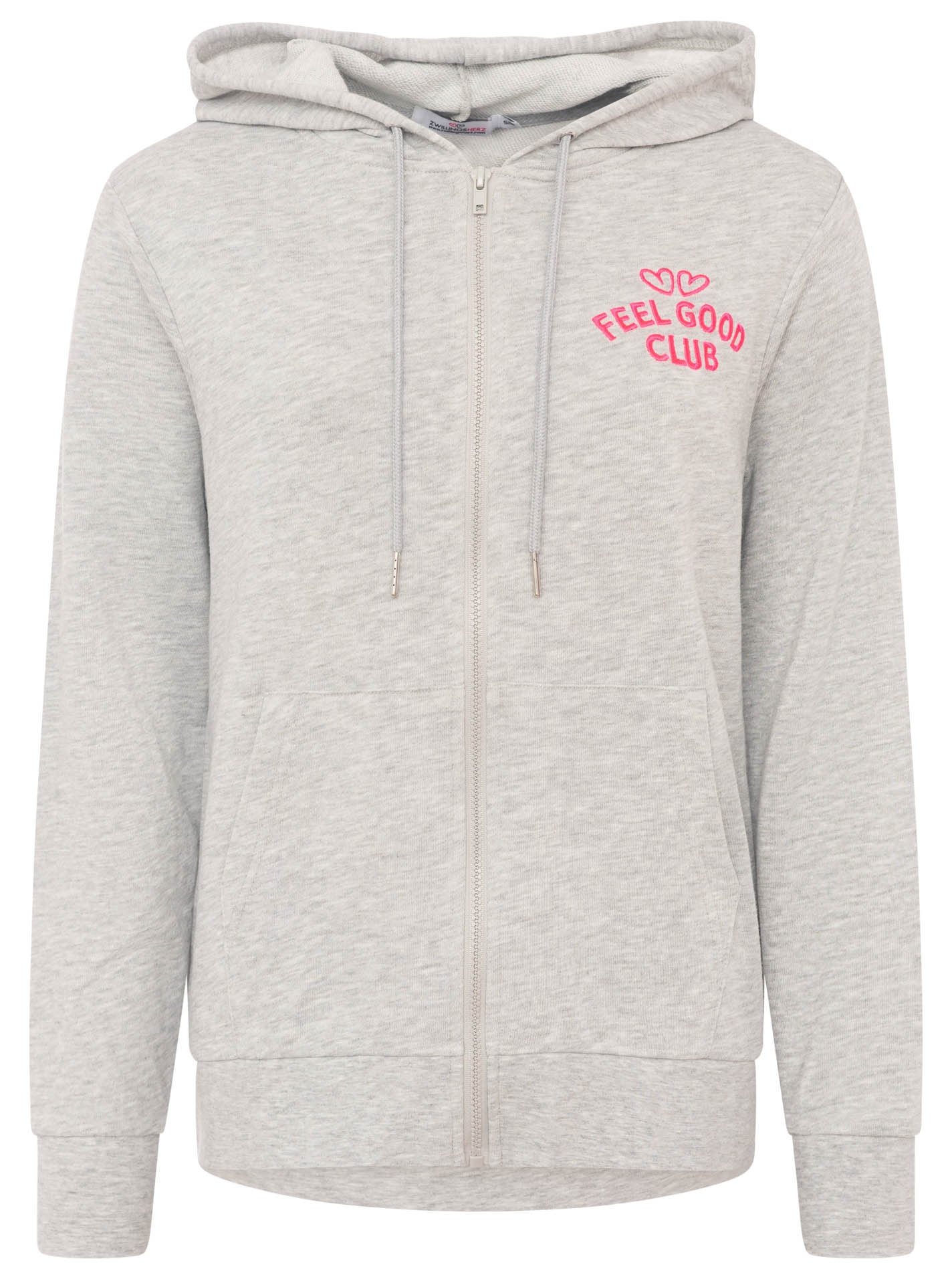 Zwillingsherz Kapuzensweatjacke »"Feel Good Club"« Kapuze, zum Binden, Taschen, kleine Stickerei vorne
