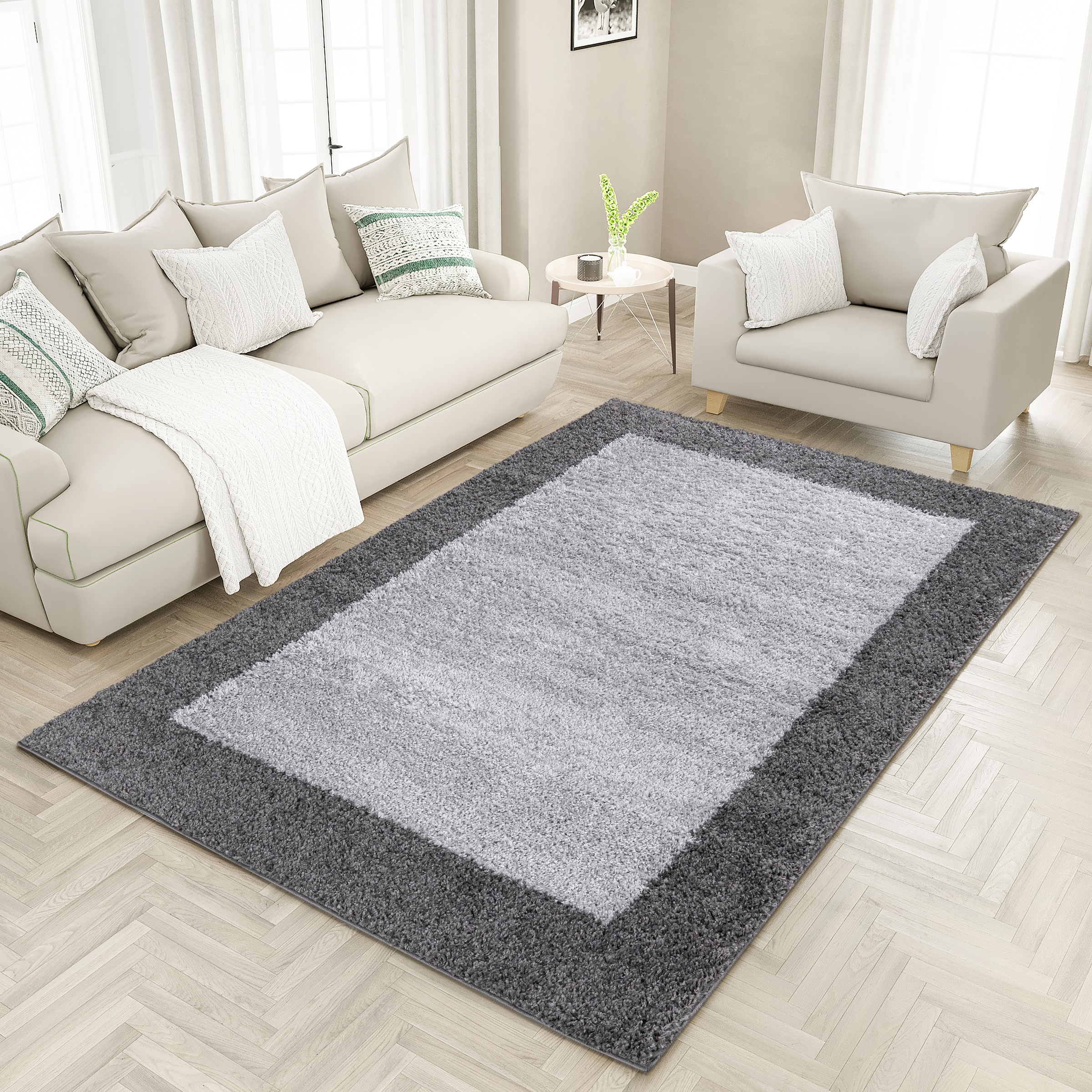 OTTO home Hochflor-Teppich »Liams« rechteckig 30 mm Höhe mit Bordüre, besonders weich und kuschelig, Wohnzimmer, Schlafzimmer
