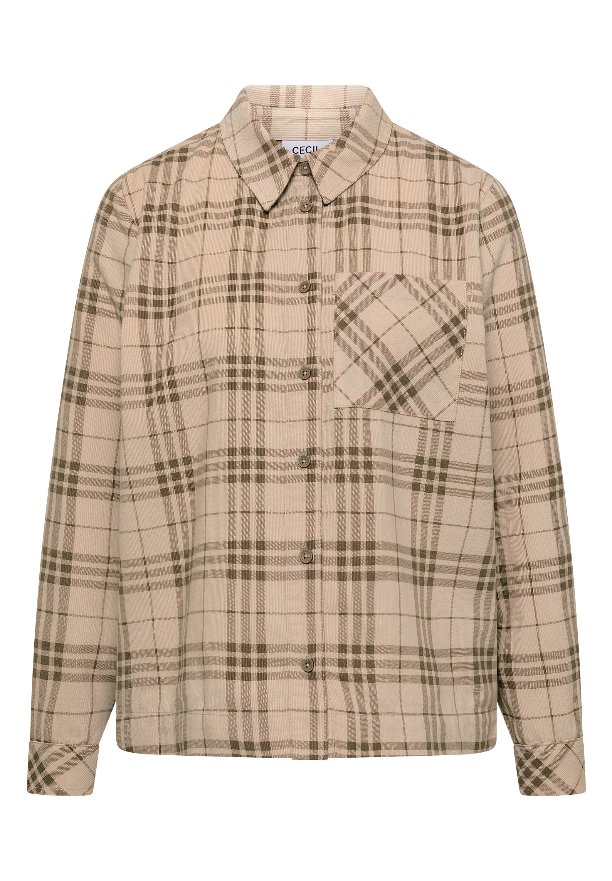 Cecil Langarmbluse Cordbluse mit Karomuster