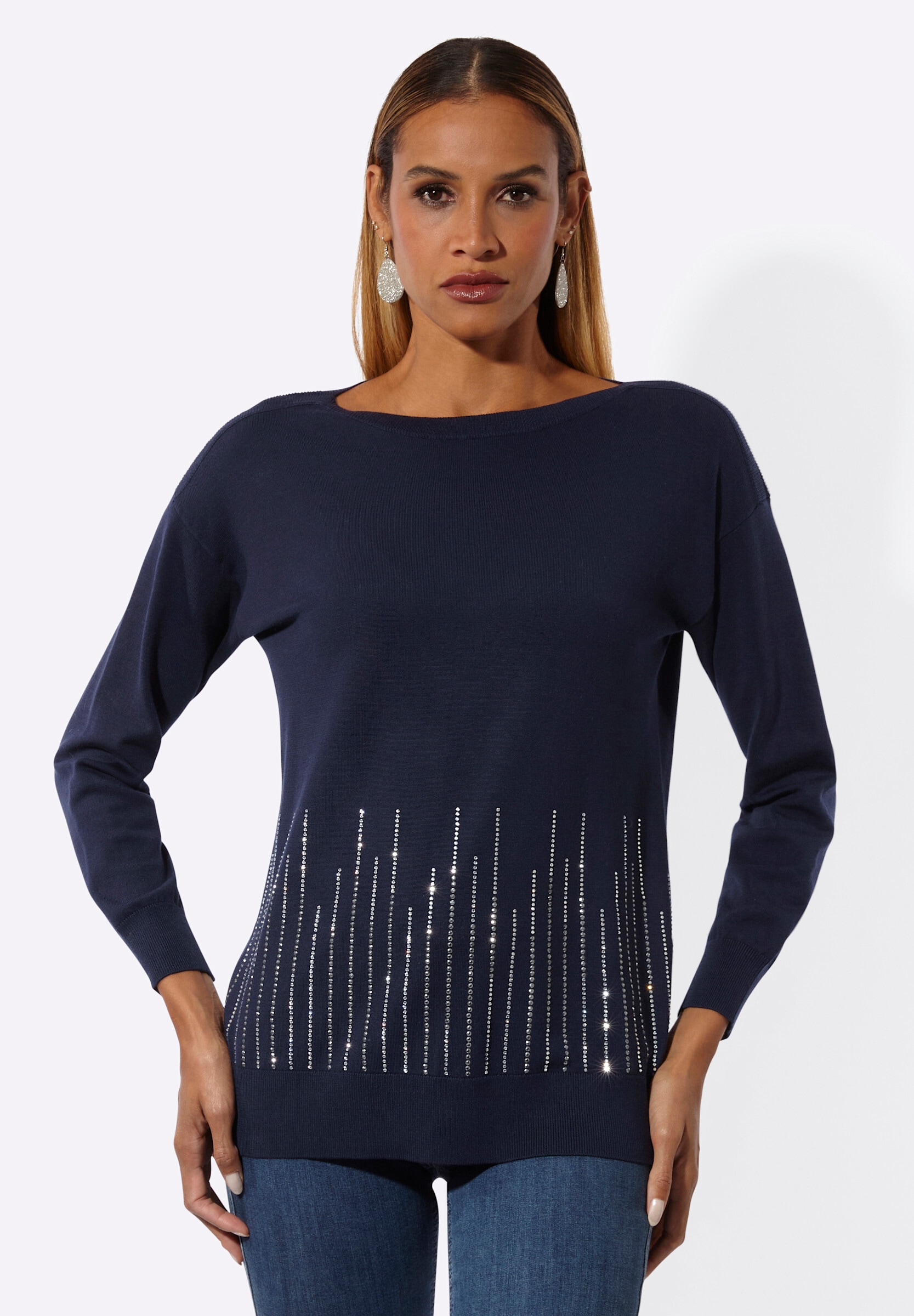 creation L Longpullover »Lyocell-Mix-Pullover Langarm-Pullover mit U-Boot-Ausschnitt«