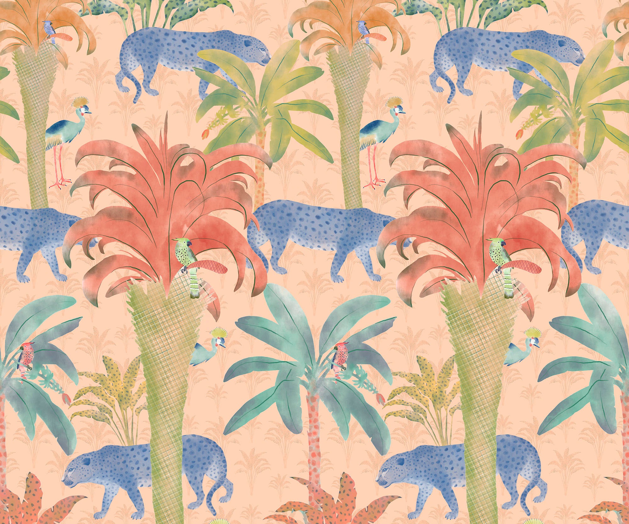 Komar Fototapete »Digitaldruck Vlies - Safari Pattern - Größe 300 x 250 cm«, bedruckt, Wohnzimmer, Schlafzimmer
