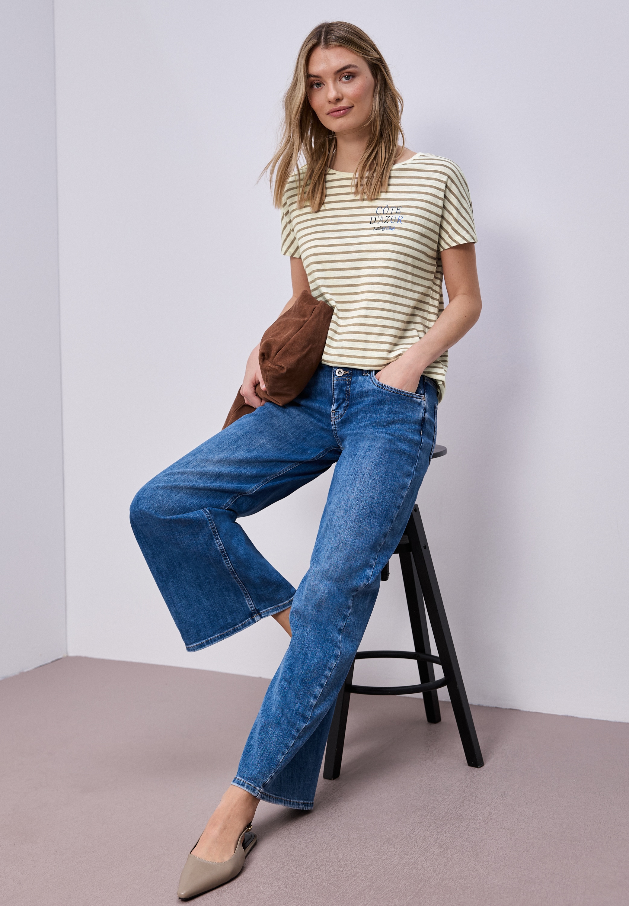 STREET ONE Rundhalsshirt Sommershirt mit Streifen