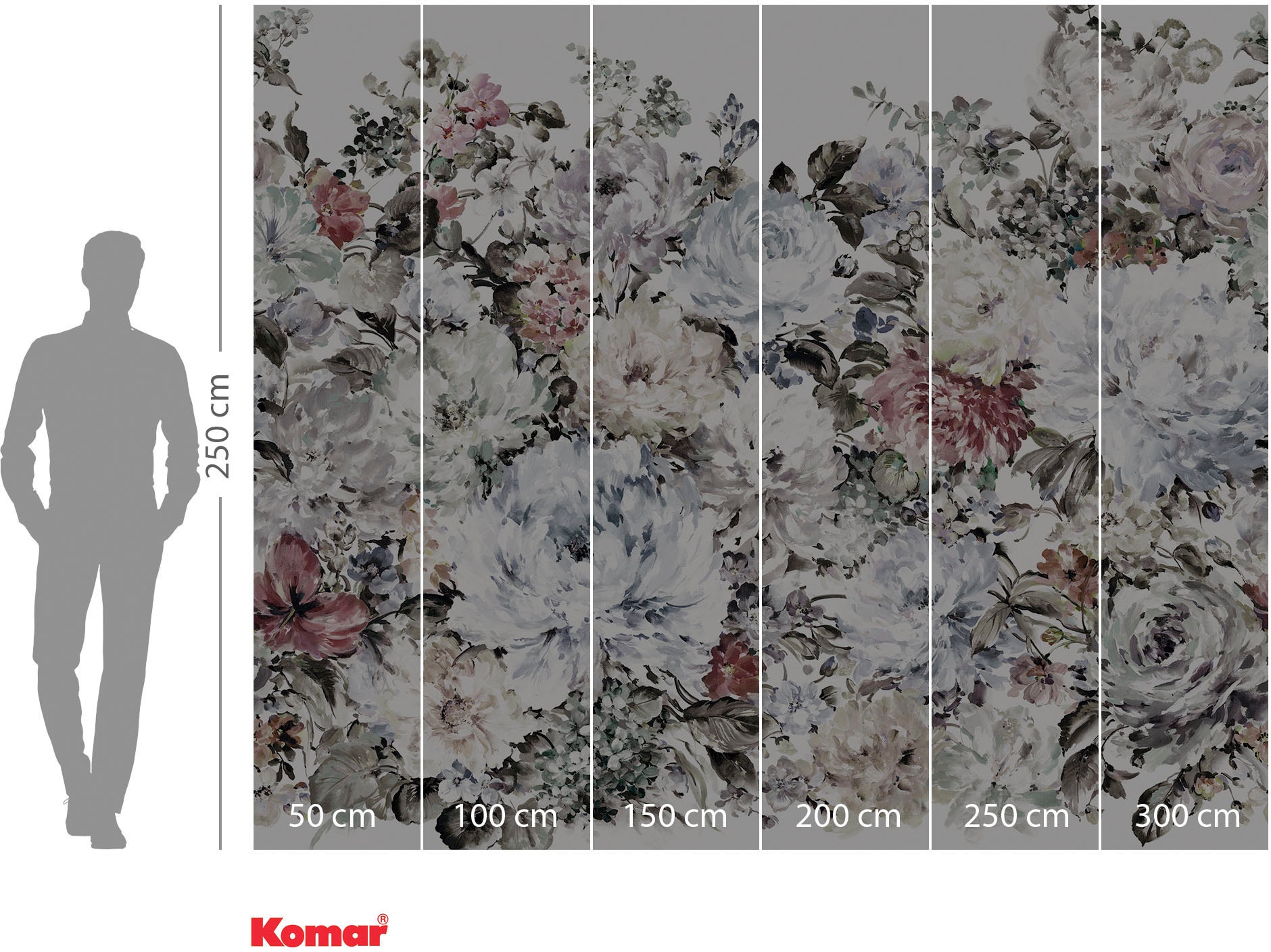 Komar Vliestapete »Digitaldruck Vlies - Gentle Grace - Größe 300 x 250 cm«, bedruckt, Wohnzimmer, Schlafzimmer