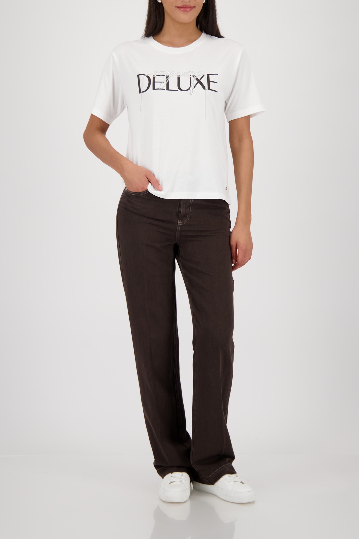 Monari T-Shirt »Shirt Schrift« Regular fit mit Schmuckdetails