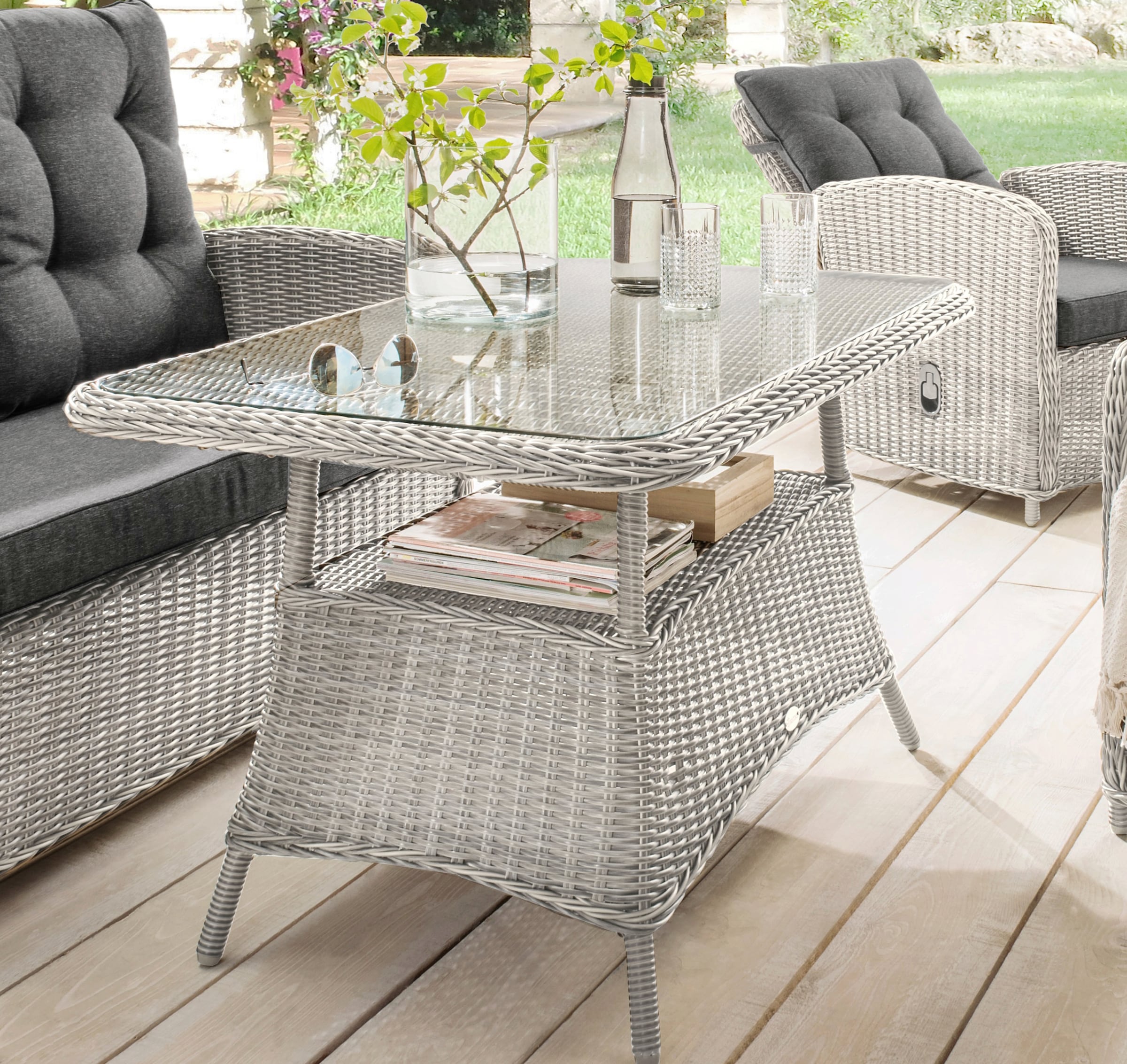Destiny Gartentisch »CASA MERANO«, (120x66x77cm), Aluminium, Polyrattan
