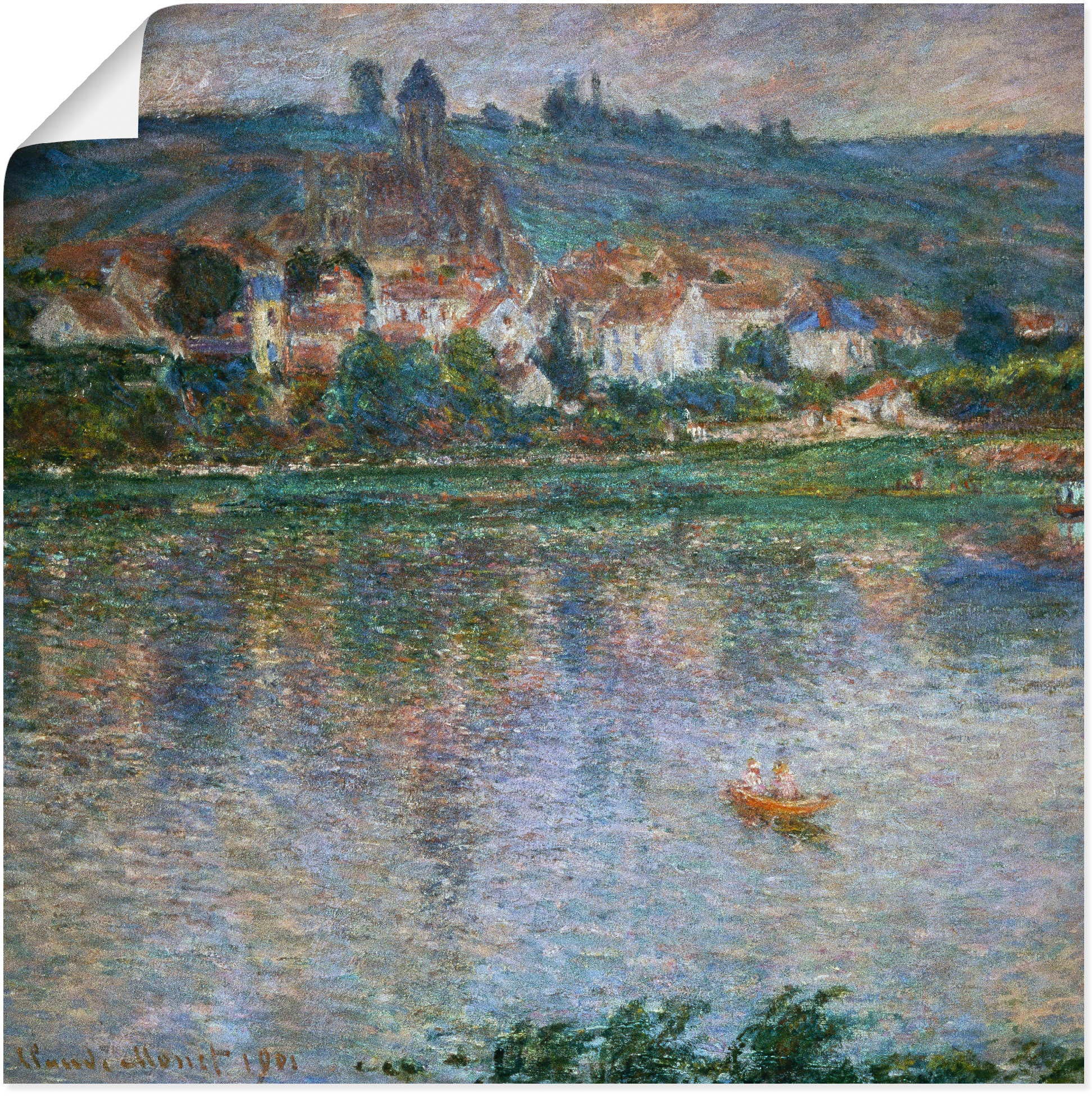 Artland Wandbild »Blick über den Fluss auf Vetheuil. 1901«, Gewässer, (1 St.), in vielen Größen & Produktarten - Alubild / Outdoorbild für den Außenbereich, Leinwandbild, Poster, Wandaufkleber / Wandtattoo auch für Badezimmer geeignet