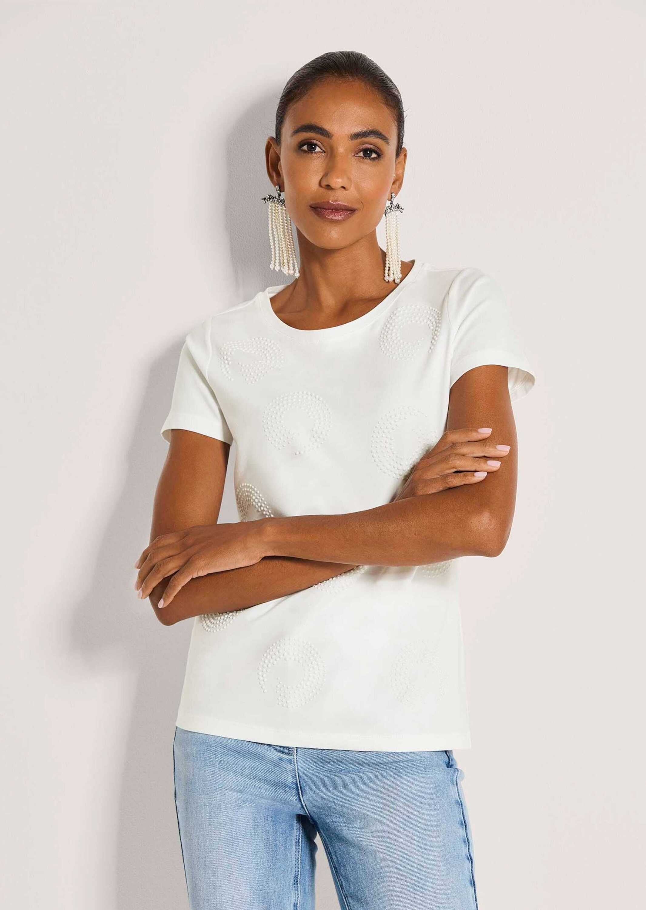 MADELEINE Kurzarmshirt »T-Shirt Elegantes Shirt mit Glanzakzenten, Rundhals« Ziersteine