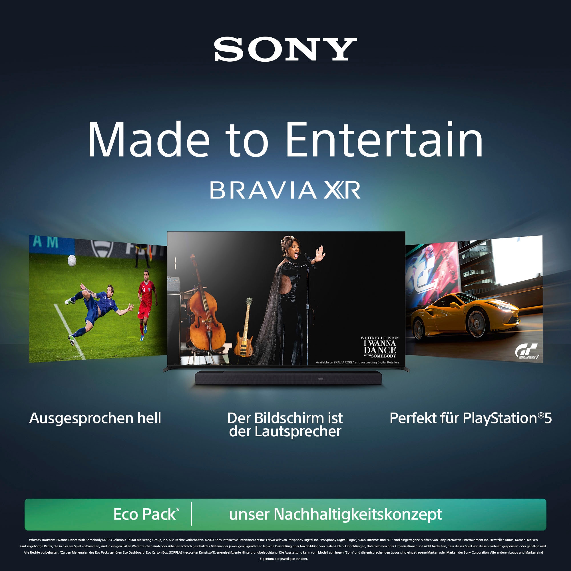 Sony Mini-LED-Fernseher, 189 cm/75 Zoll, 4K Ultra HD, Google TV, Smart-TV, TRILUMINOS PRO, BRAVIA CORE, mit exklusiven PS5-Features