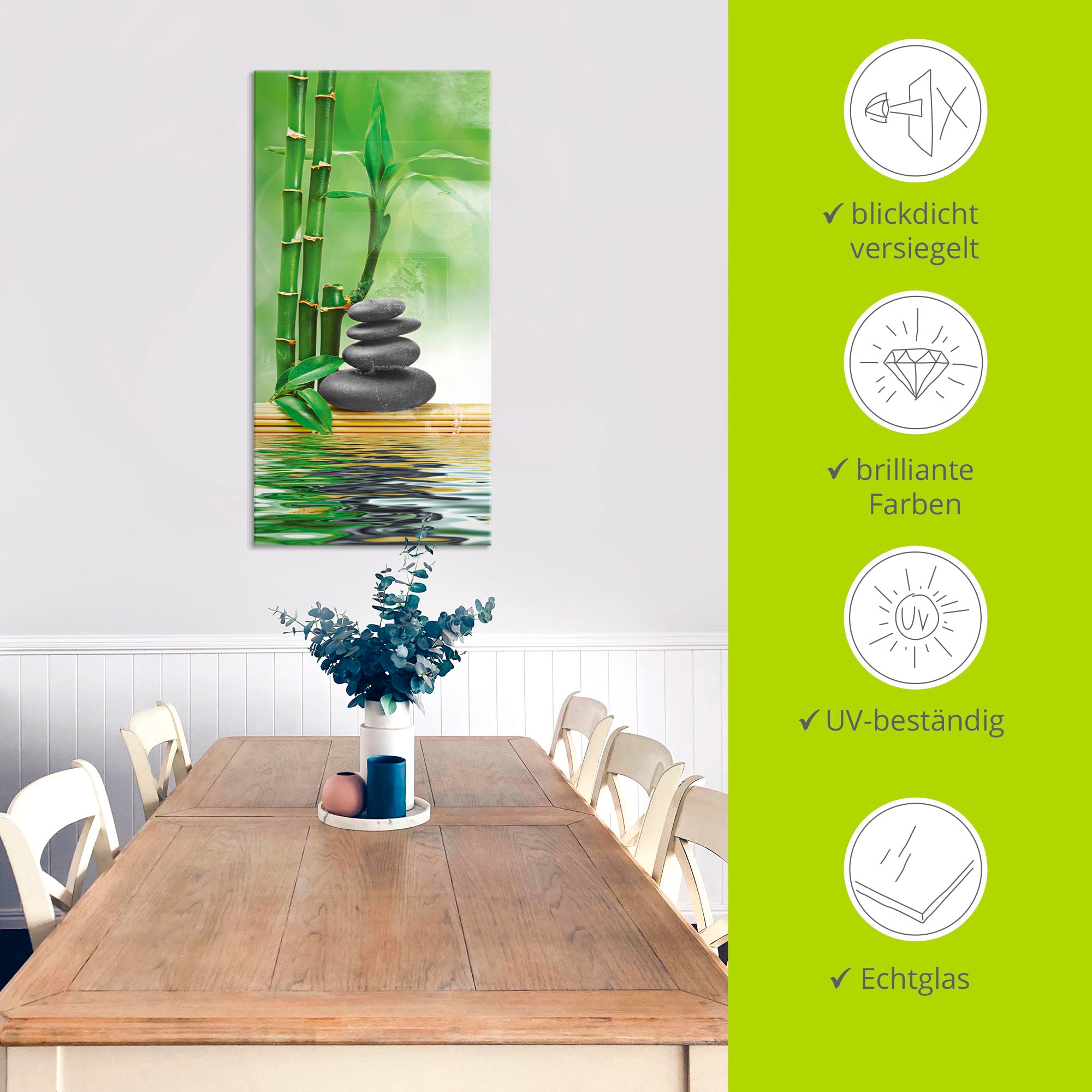 Artland Glasbild »Spa Konzept Zen Basaltsteine«, Zen, (1 St.), in verschiedenen Größen
