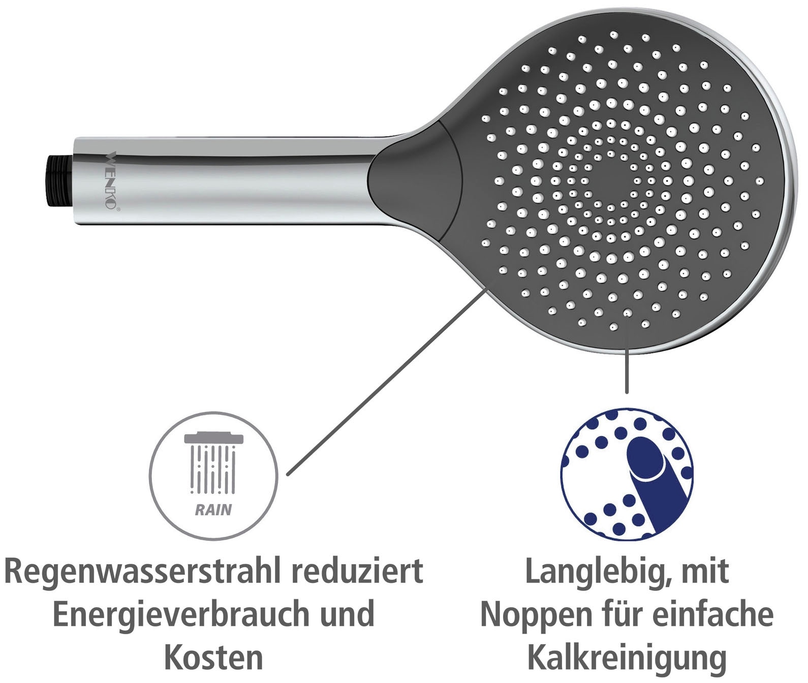 WENKO Handbrause »Watersaving«, (1 tlg.), Chrom, Ø 12 cm