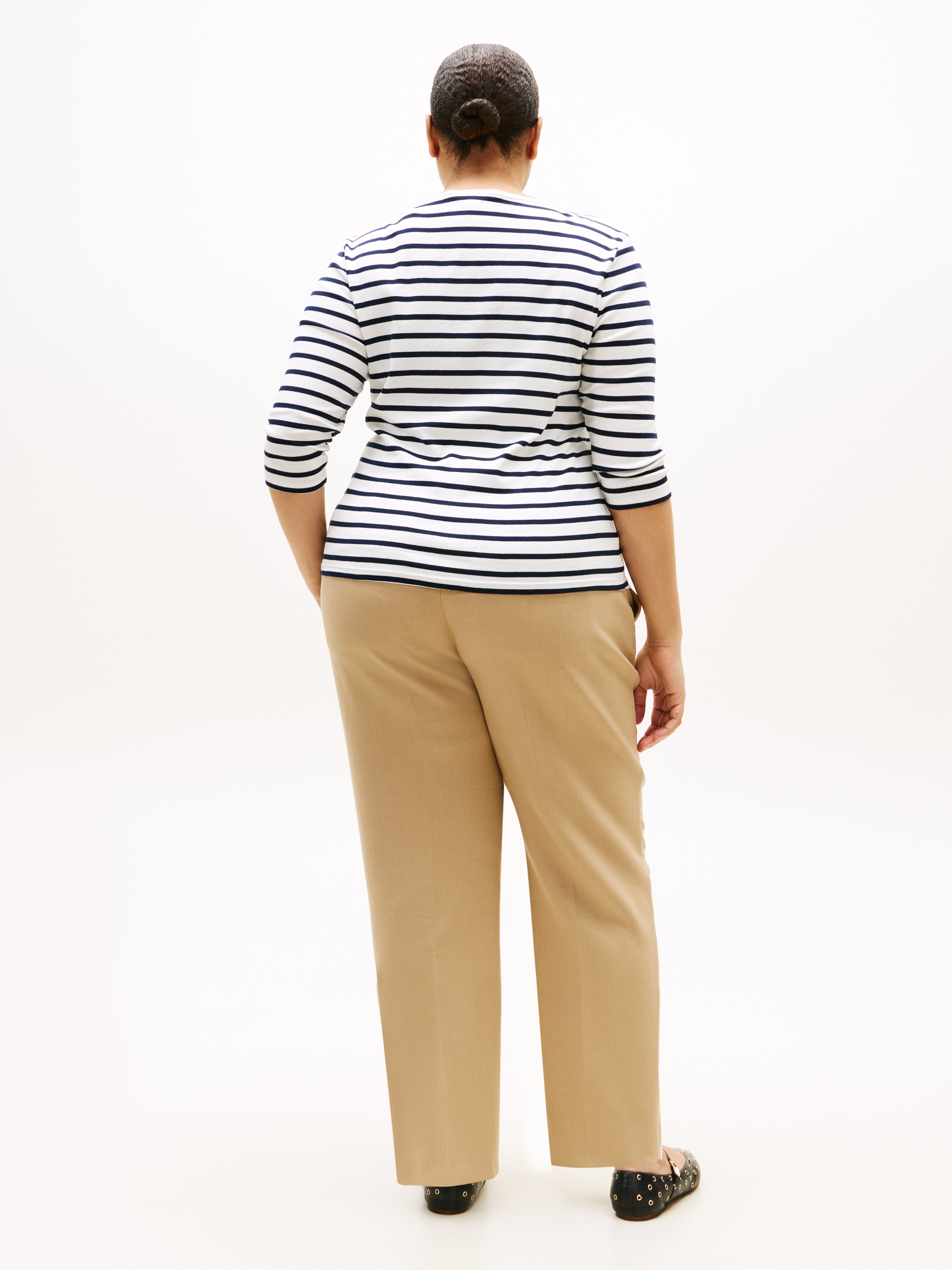 Tommy Hilfiger Curve T-Shirt »CRV SLIM CODY BOAT-NK 3/4SLV« in Großen Größen, 3/4 Ärmel, Logostickerei