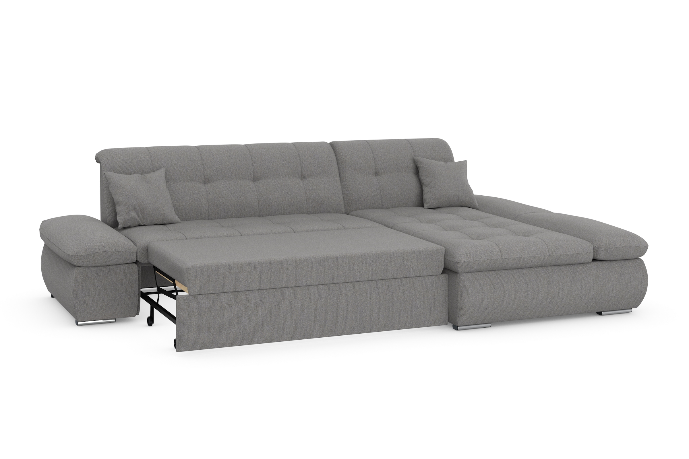 DOMO collection Ecksofa »Moric, L-Form, XXL-Sofa - Breite 300cm«, wahlweise mit Bettfunktion und Armteilverstellung, dunkelgrau