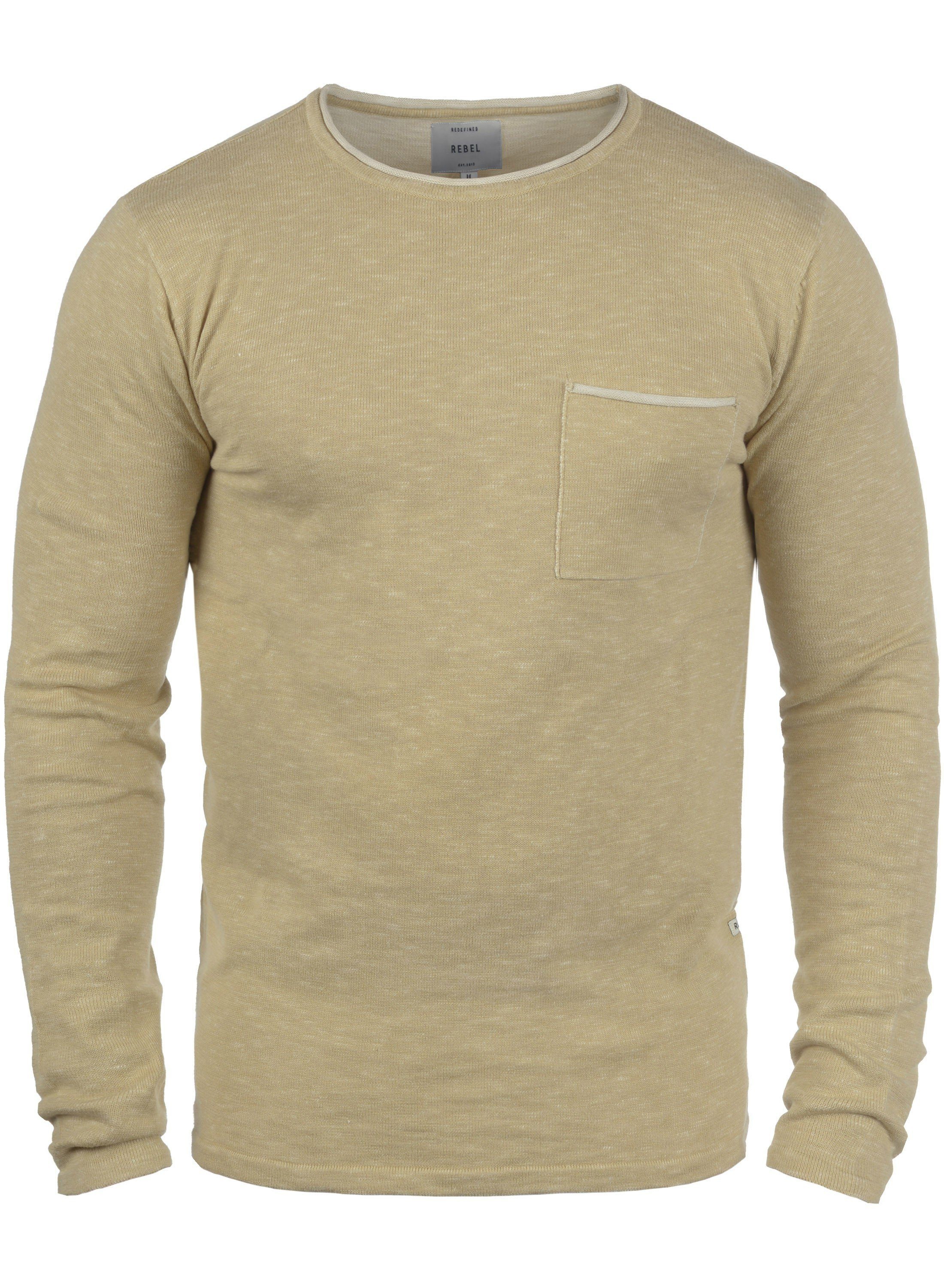 REDEFINED REBEL Rundhalspullover »Maverick«, Strickpulli mit farblich abgesetzten Rollkanten