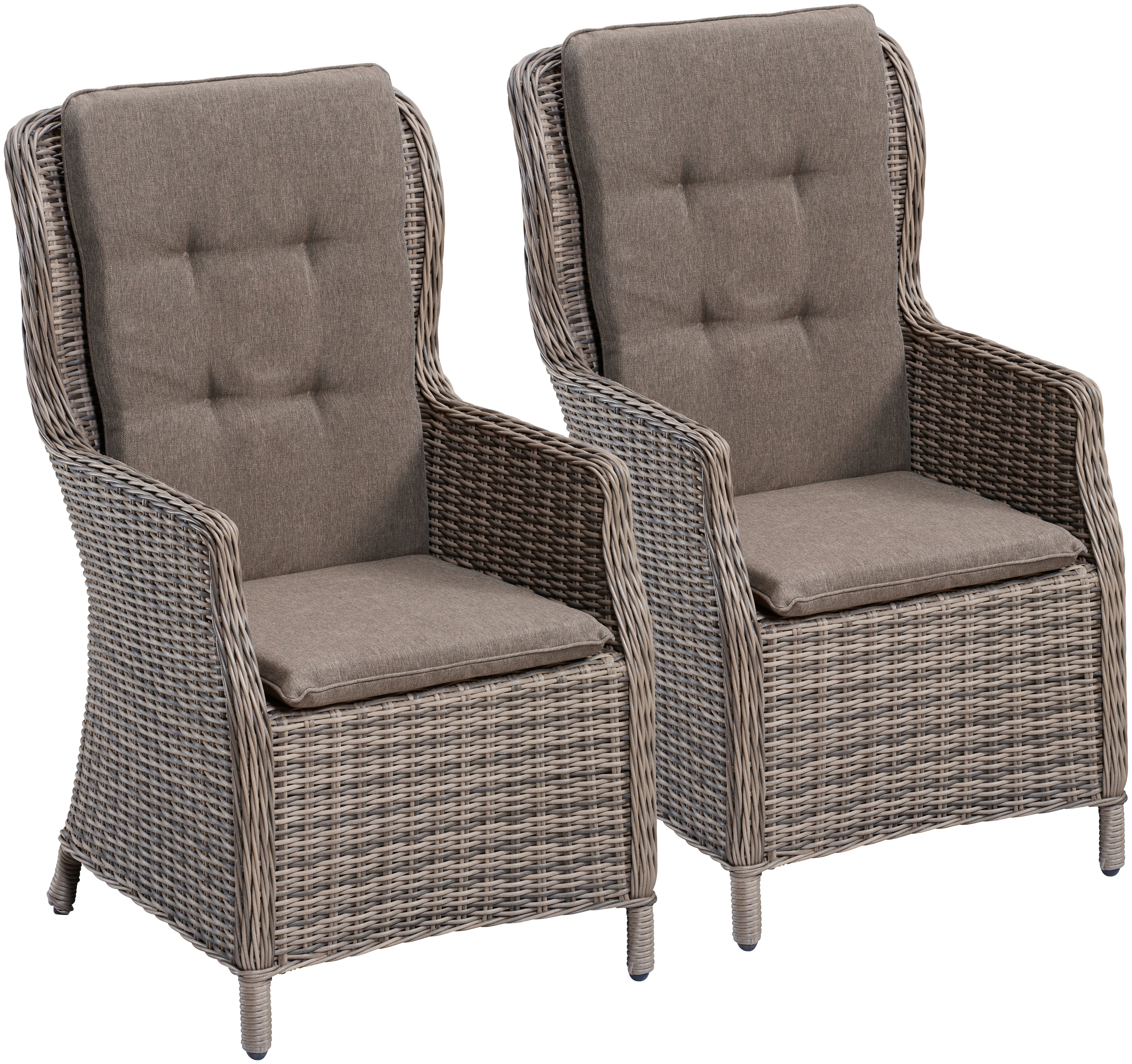 Merxx Gartenstuhl »Riviera« (Set) 2 Stk.2er Set in beige, Größe B/H/T: 59 cm x 106 cm x 70 cm