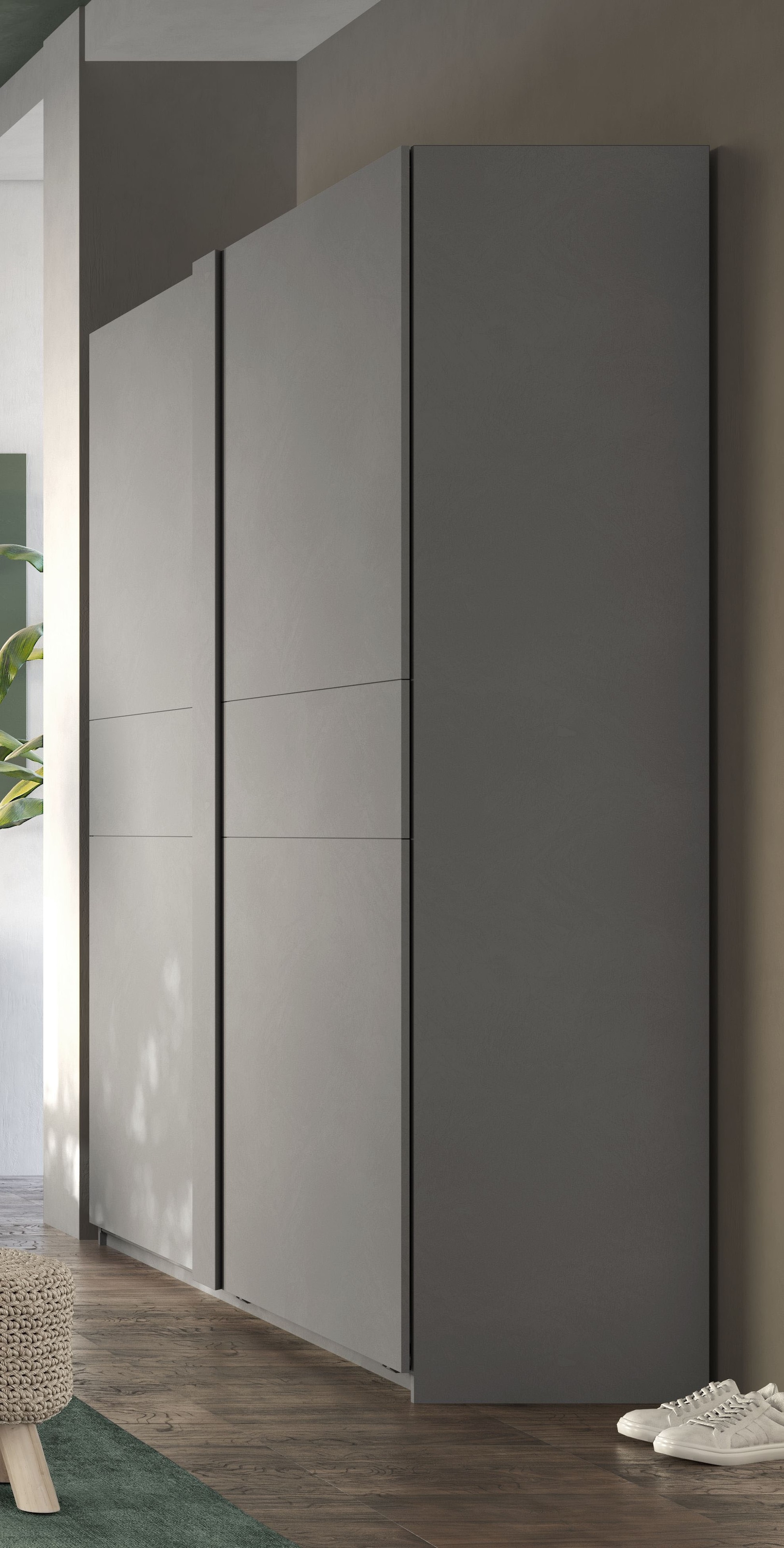 INOSIGN Schwebetürenschrank »Jupiter, Schiebetürenschrank in Steingrau«