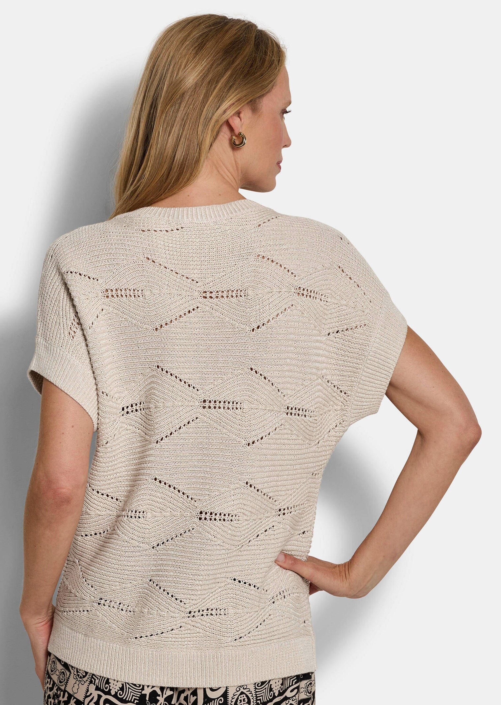 GOLDNER Rundhalspullover »Baumwollpullover mit Rautenstruktur« Rippenstruktur im Querverlauf