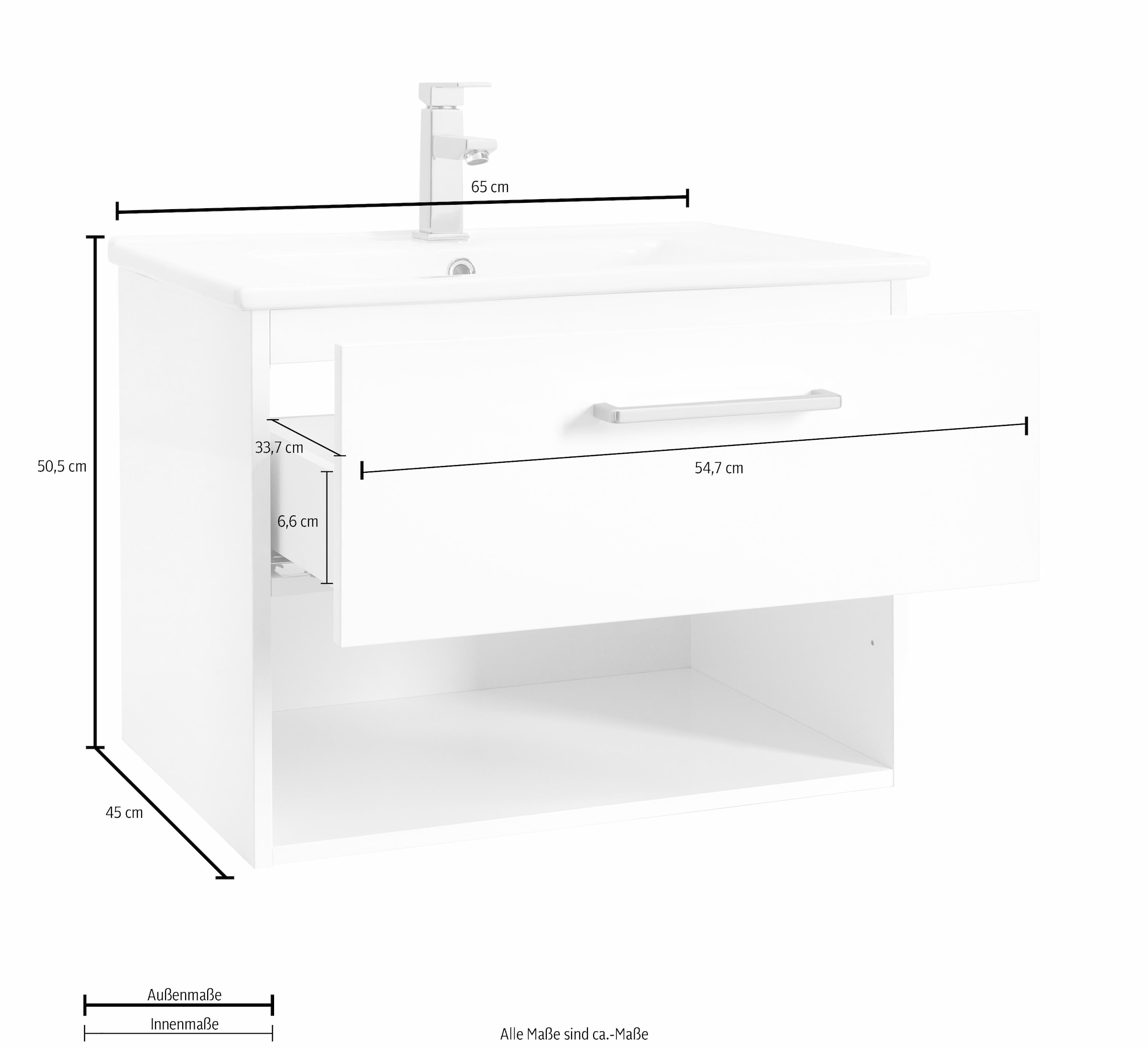 65 OPTIFIT »Napoli«, Soft-Close-Funktion cm online mit Breite Waschtisch Rollen, und kaufen