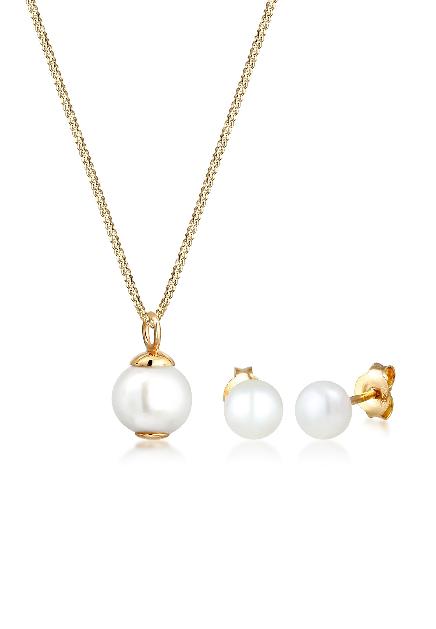 Elli Ohrring und Ketten Set »Schmuckset Süßwasserperlen Weiß 925 Sterling Silber« ()