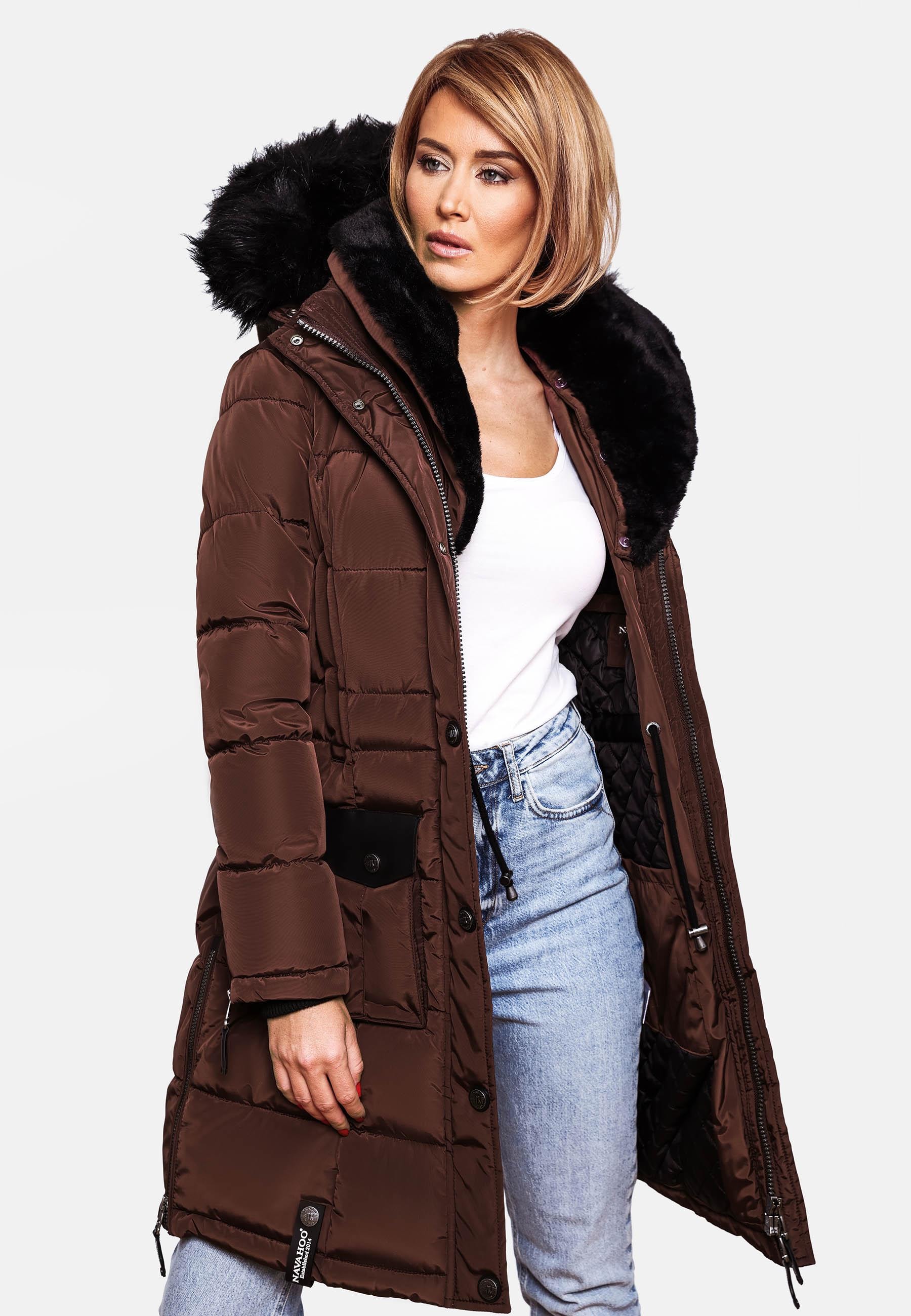 Navahoo Steppmantel »Steppmantel Sinja«, stylischer Winter Parka mit edlem Fellimitat