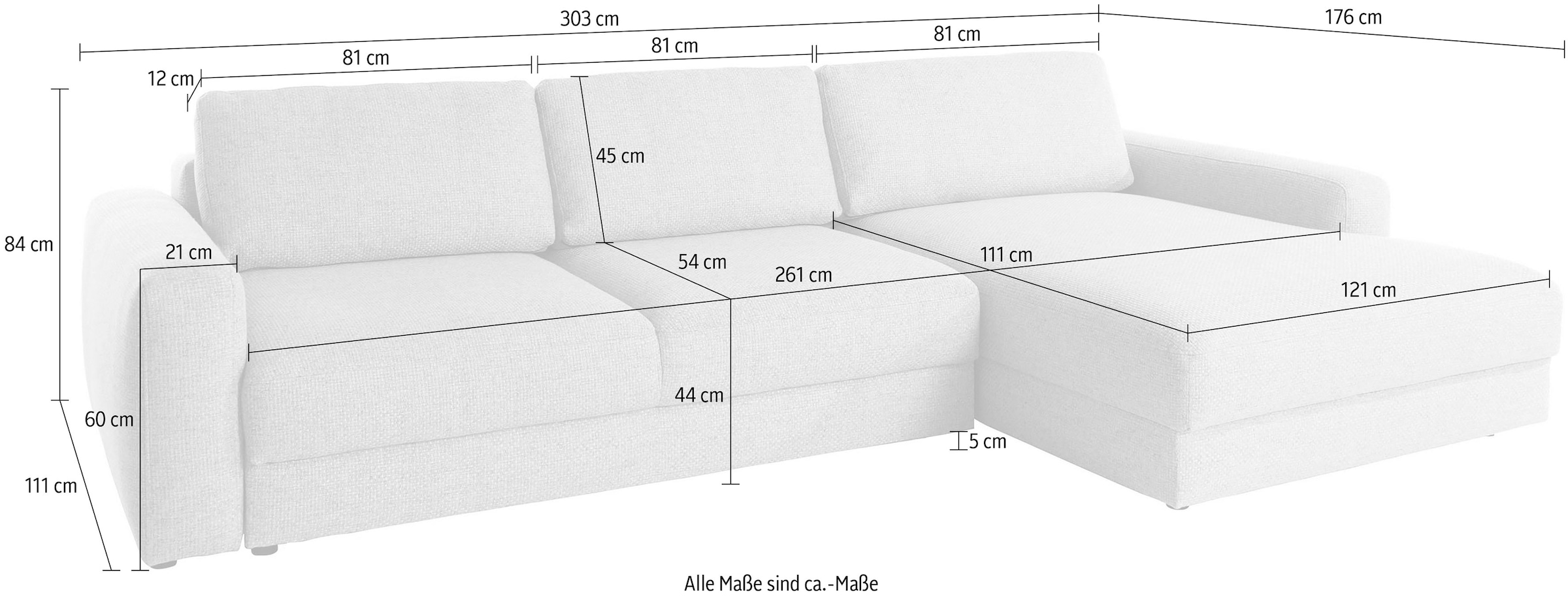 Places of Style Ecksofa »Bloomfield, L-Form«, wahlweise mit Bettfunktion und Bettkasten