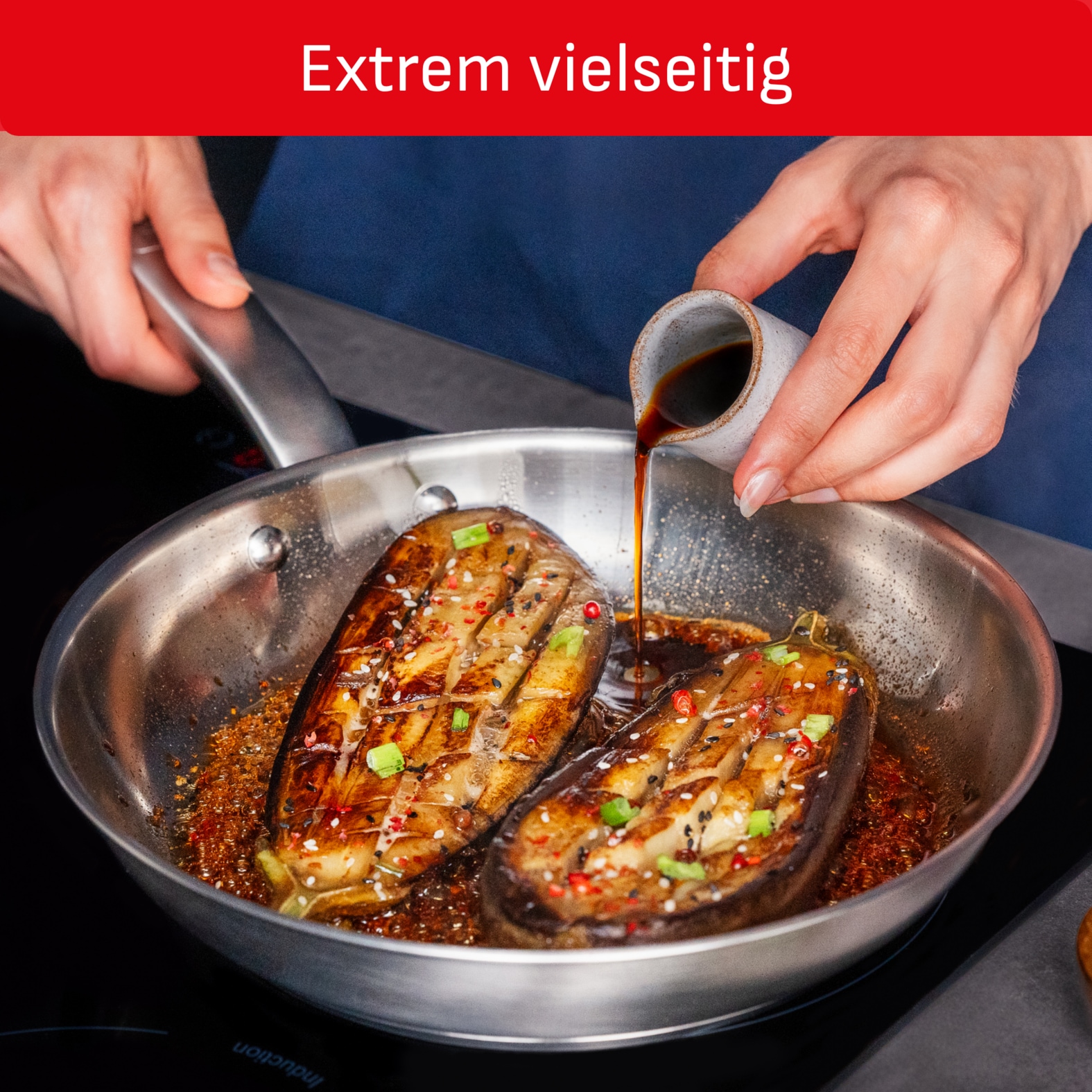 Tefal Pfannen-Set »Virtuoso, hochwertiger Premium-Edelstahl, unversiegelt« Edelstahl Set, 1x Bratpfanne Ø 24 cm, 1x Bratpfanne Ø 28 cm, Höhe 5 cm, 2 Stk. tlg. für alle Herdarten geeignet, backofengeeignet bis zu 250°C