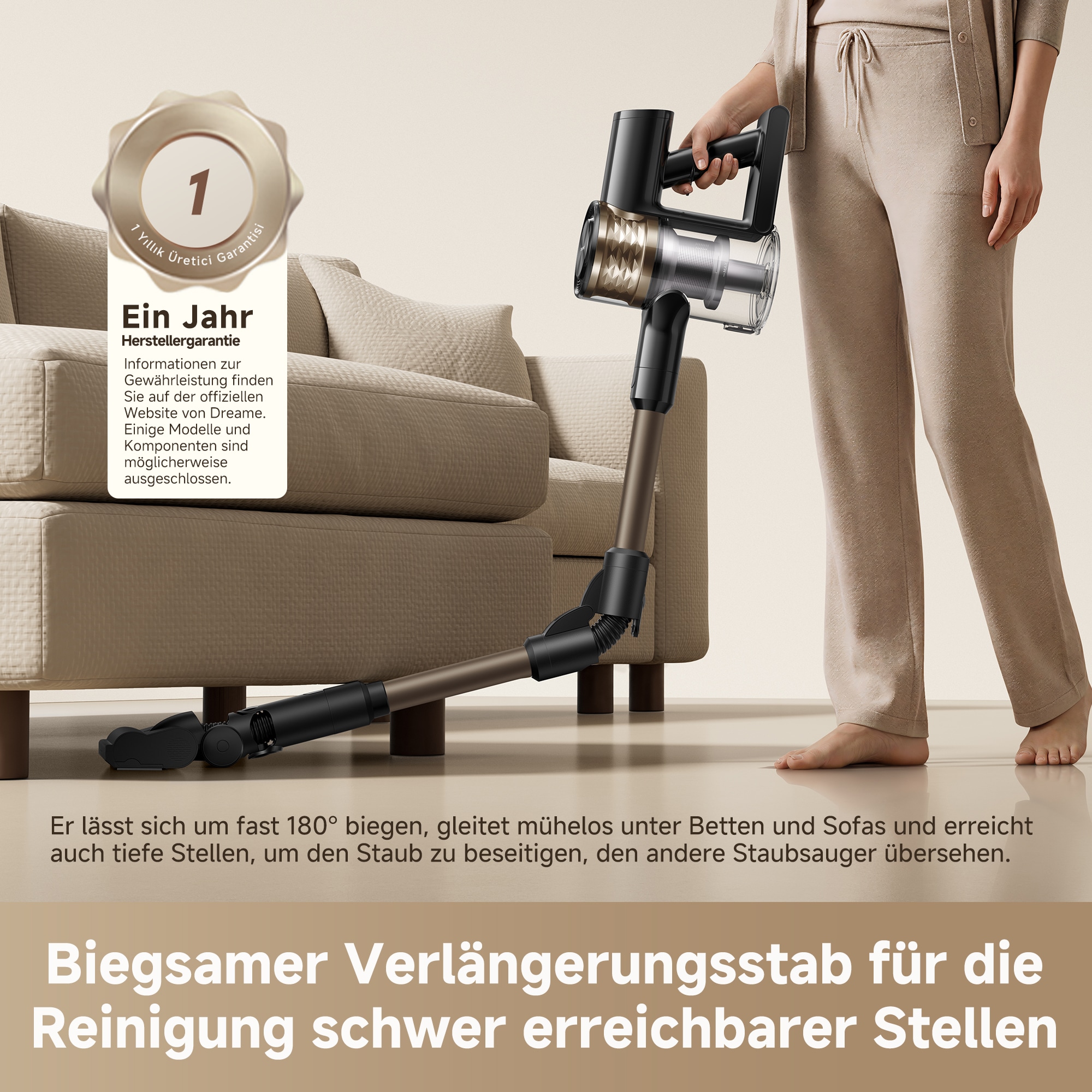 Dreame Akku-Hand-und Stielstaubsauger »R10s Lite« 25000 Pa, 45 min, 99.9% Filter, LED, Flex 90°