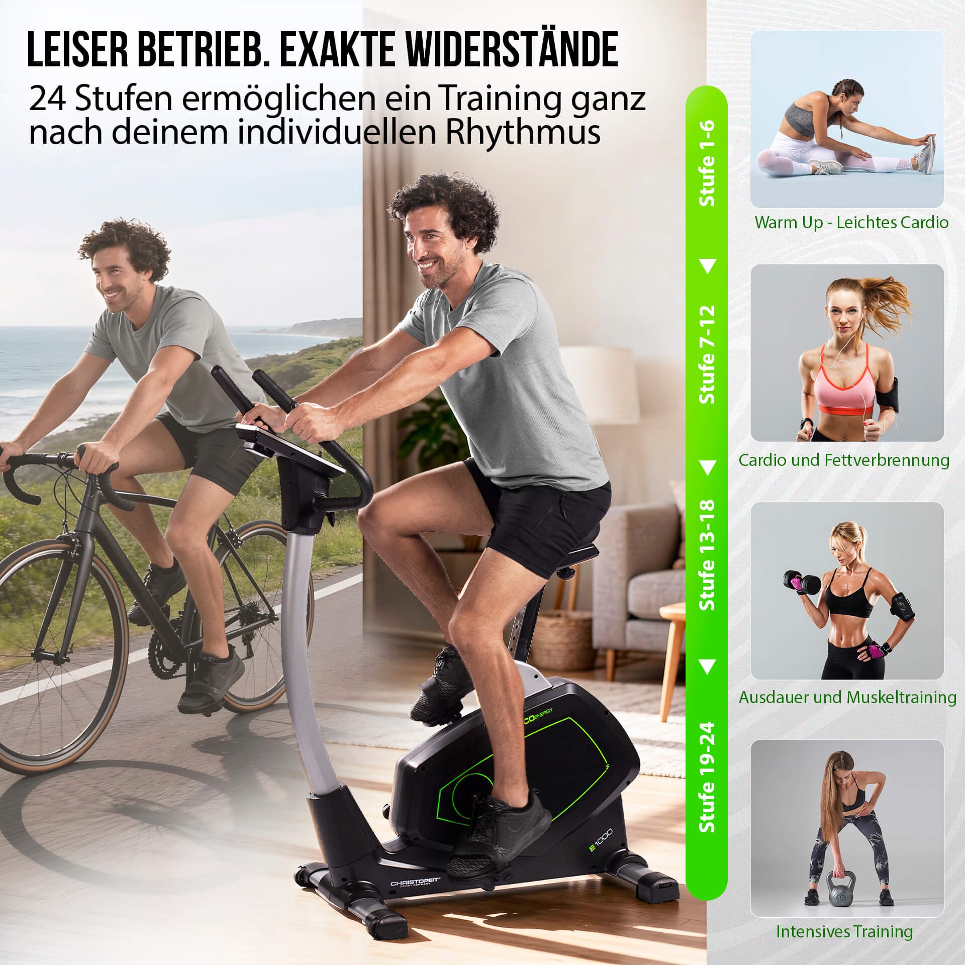 Christopeit Sport® Ergometer »Eco 1000« 150 kg max. Benutzergewicht, Fahrrad, 24 Widerstandsstufen