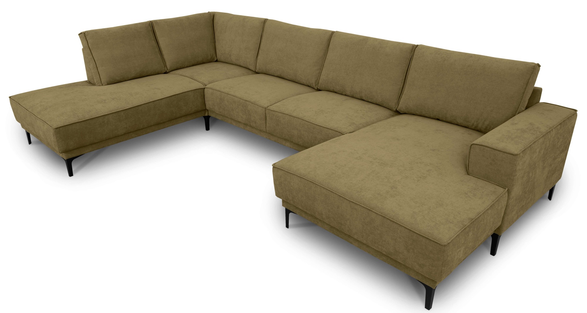 Places of Style Wohnlandschaft »XXL Sofa Oland, Struktur, Flachgewebe, Luxus-Microfaser, Boucle«, U-Form, 345 cm, Wellenunterfederung, Skandi-Design, Metallfüße
