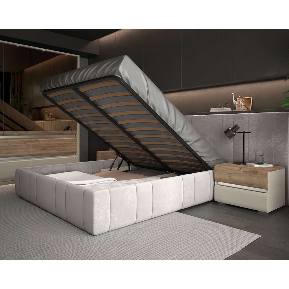 Places of Style Bettgestell »Invictus«, mit breitem gepolstertem Kopfteil, Lattenrost und Bettkasten