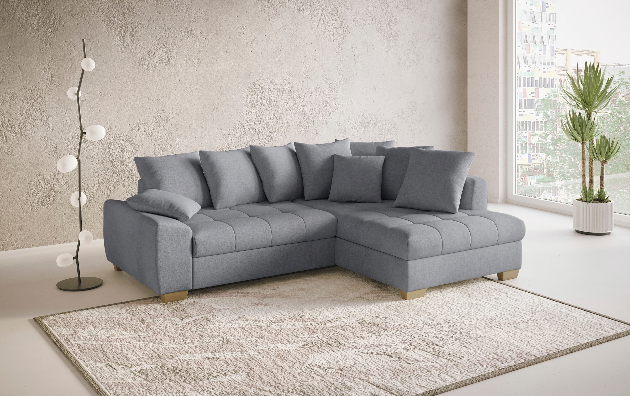 Mr. Couch Ecksofa »Nikita II, L-Form, bis 140kg pro Sitzplatz belastbar«, mit Kaltschaumpolsterung, wahlweise mit Bett und Bettkasten