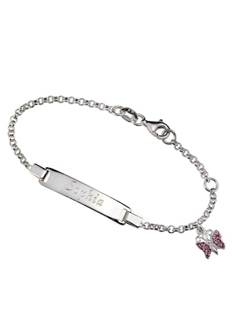 Firetti Armband mit Gravur »ID-Platte mit Anhänger Schmetterling«, mit Kristallsteinen kaufen