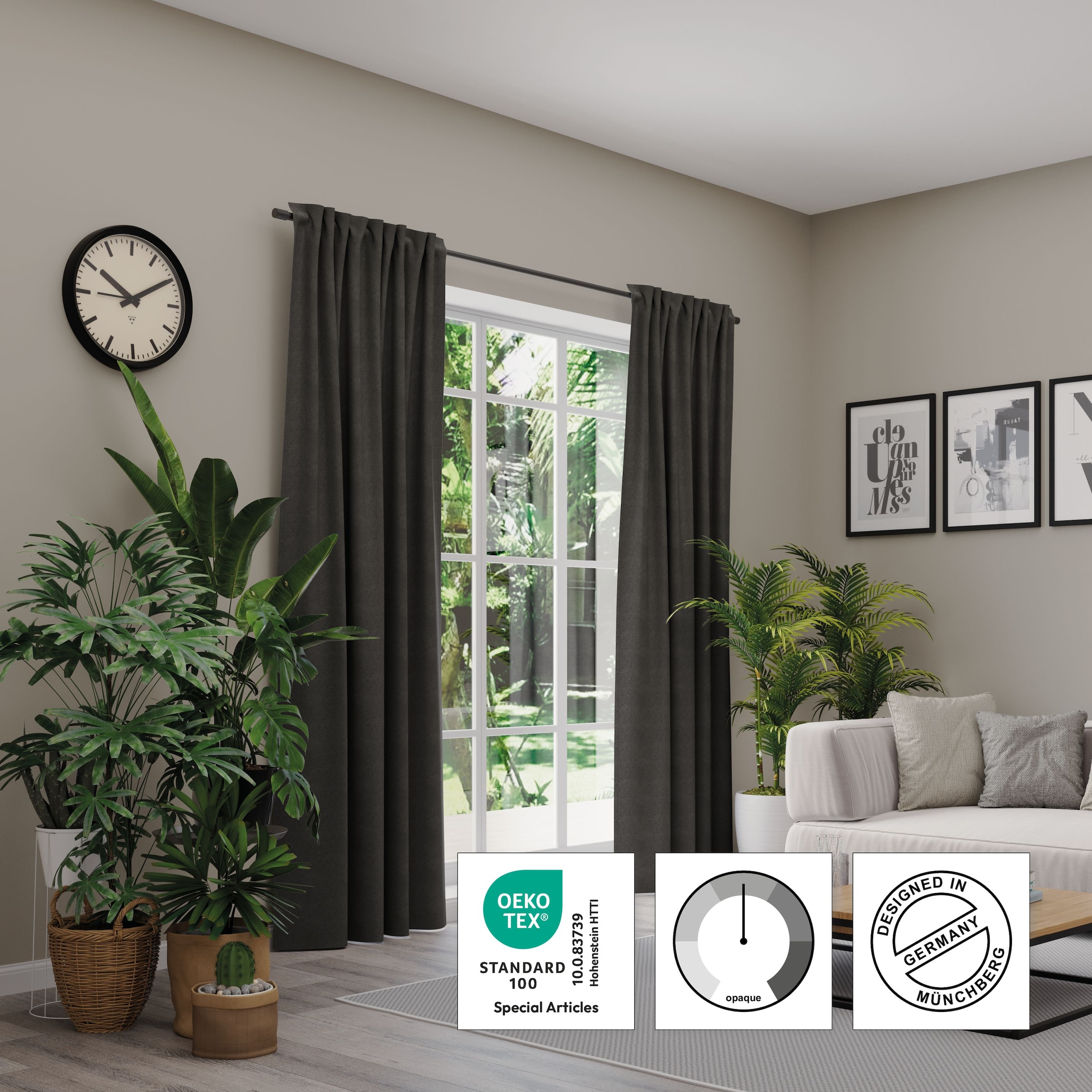 Neutex for you! Vorhang »BELMONDO« Multifunktionsband 1 Stk. tlg. Uni mit samtiger Oberfläche, nach Maß