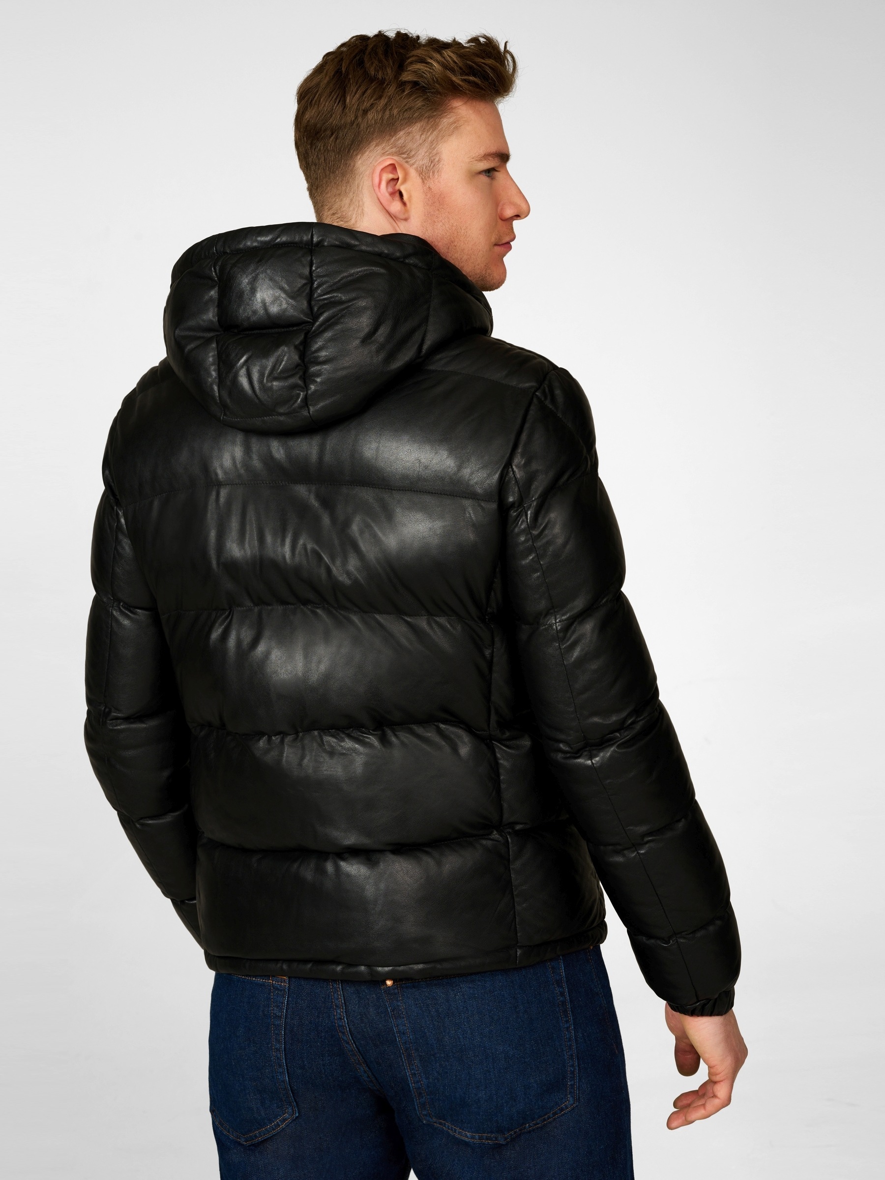 RICANO Steppjacke »Lederjacke Vince« Abnehmbare Kapuze Handgefertigt aus echtem Leder