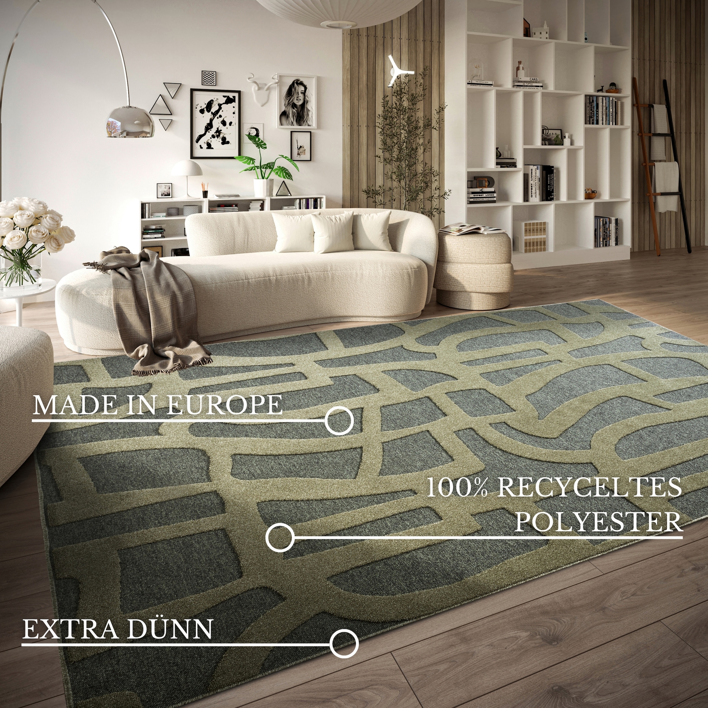 Villeroy & Boch Teppich »Therese«, rechteckig, 5,5 mm Höhe, Wohnzimmer, Schlafzimmer, Modern, Hoch-Tief Effekt, Flur
