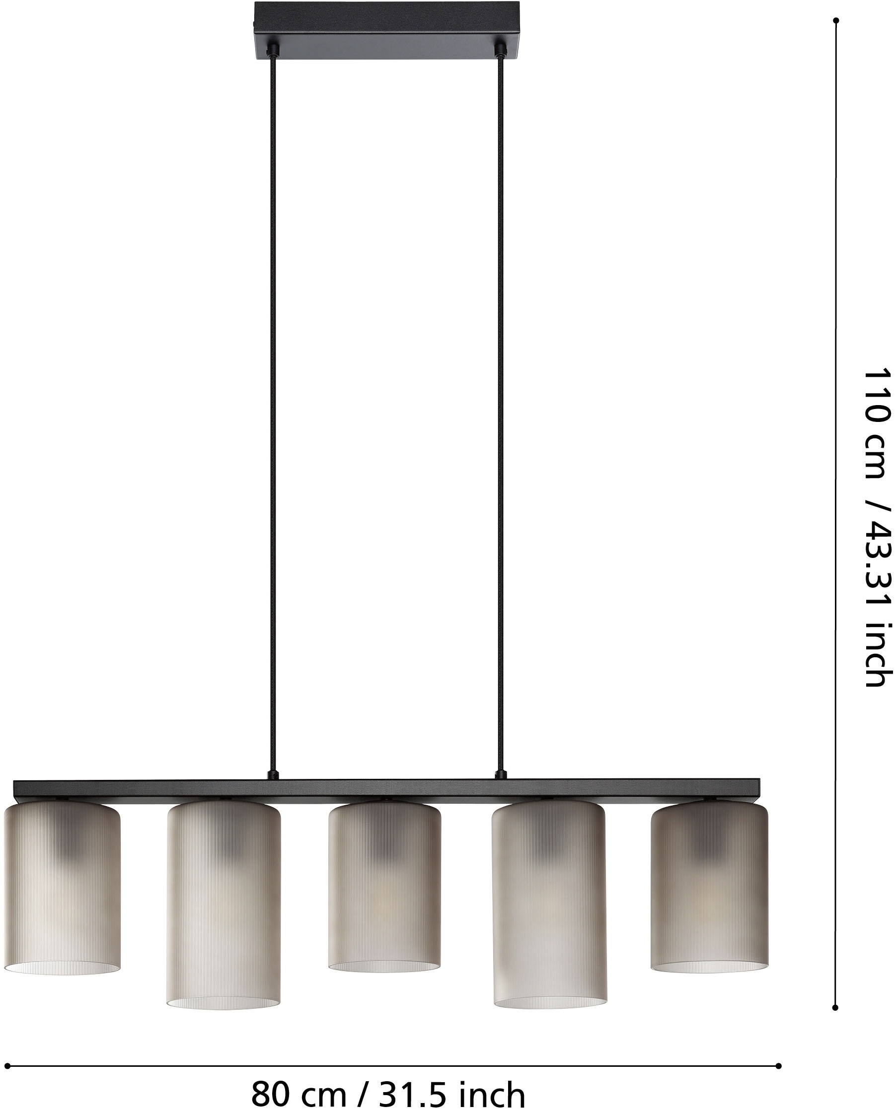 EGLO Hängeleuchte »COLOMERA Pendellampe - Stahl - E27 - 5X40W - IP20« E27 1 Stk. Hängelampe, Deckenlampe, Wohnzimmer, Esszimmer, L80 x B12 x H110 cm