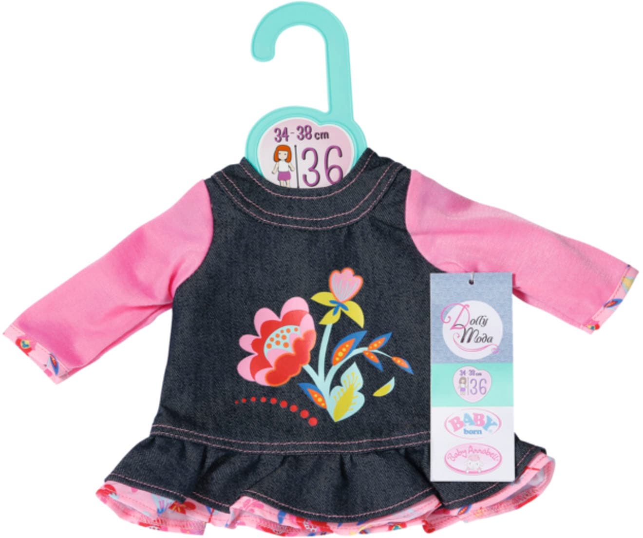 Zapf Creation® Puppenkleidung »Dolly Moda, Jeans Kleid Blumen 36 cm«