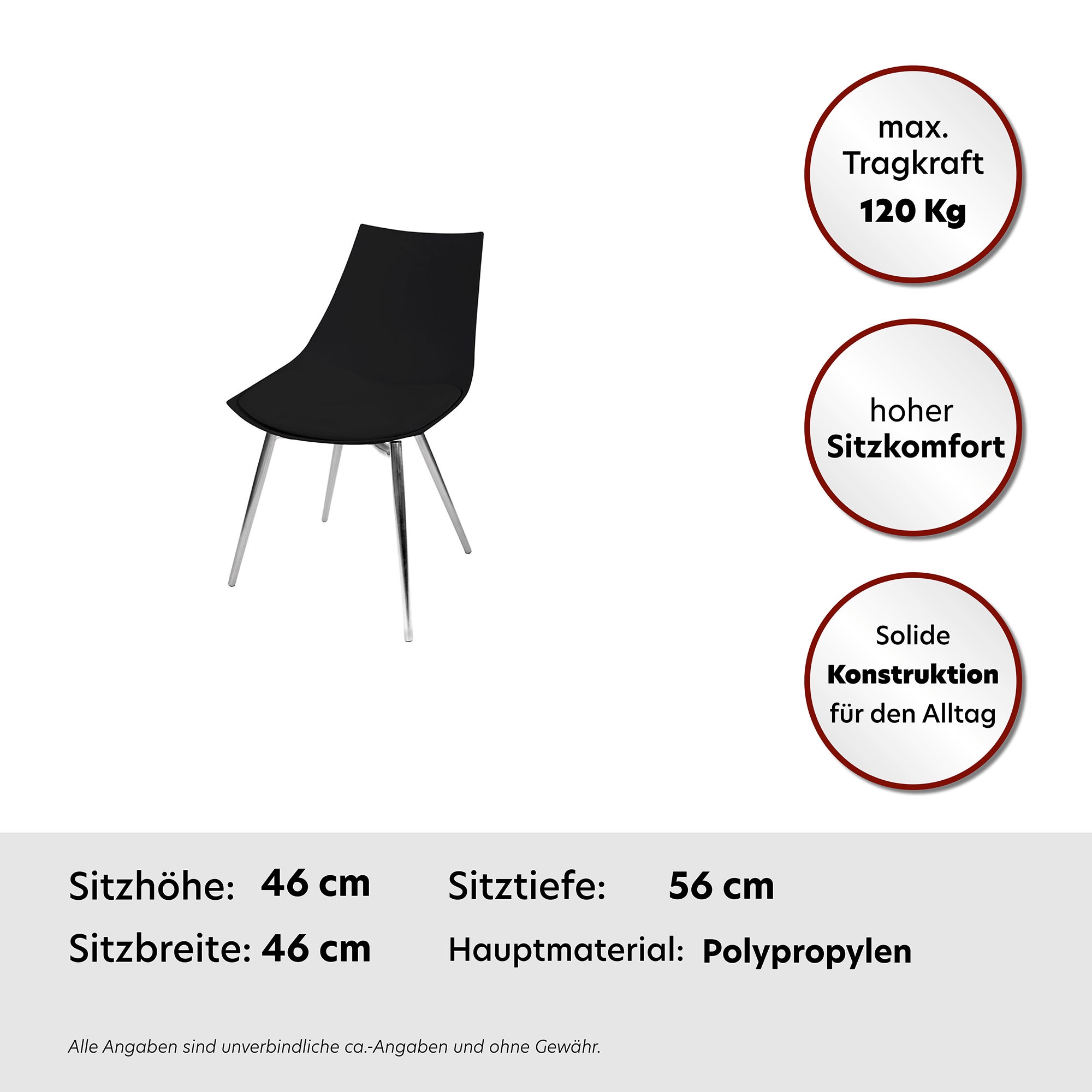 Kayoom Stuhl »Dakota 110 4er-Set, Kunstleder-Bezug, Sitzfläche aus Schaumstoff«, (Set), 4 St., ergonomisch, komfortabel, pflegeleicht, Kunstleder-Bezug